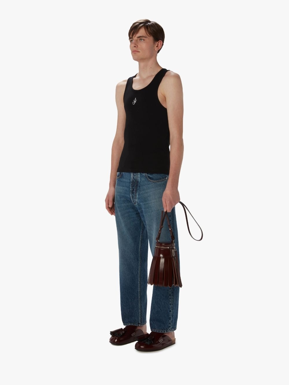 CROPPED STRAIGHT LEG DENIM JEANS - 4