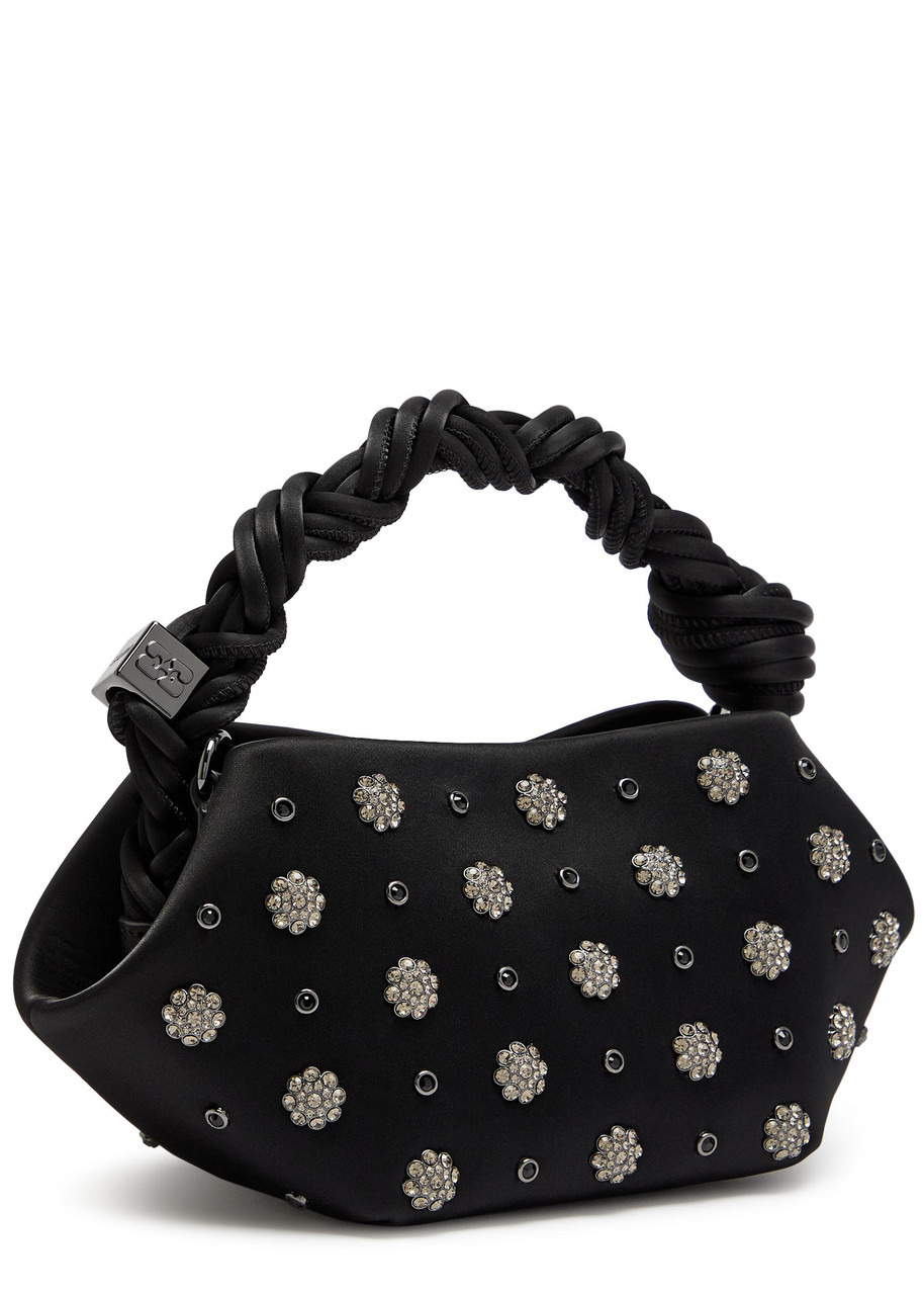 Ganni Bou Mini Crystal-embellished Satin top Handle bag - 2