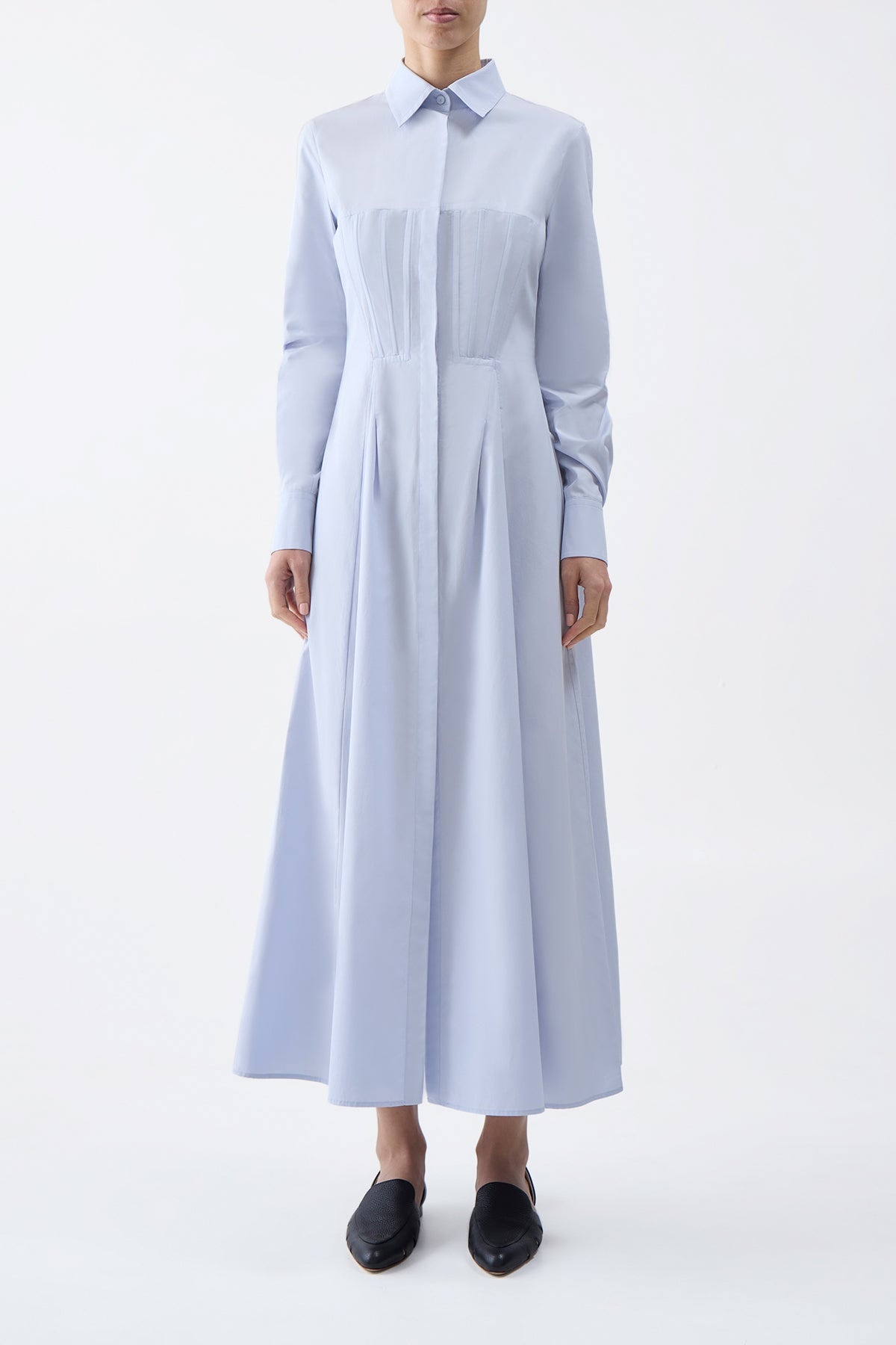Eugene Dress in Light Blue Cotton - 3