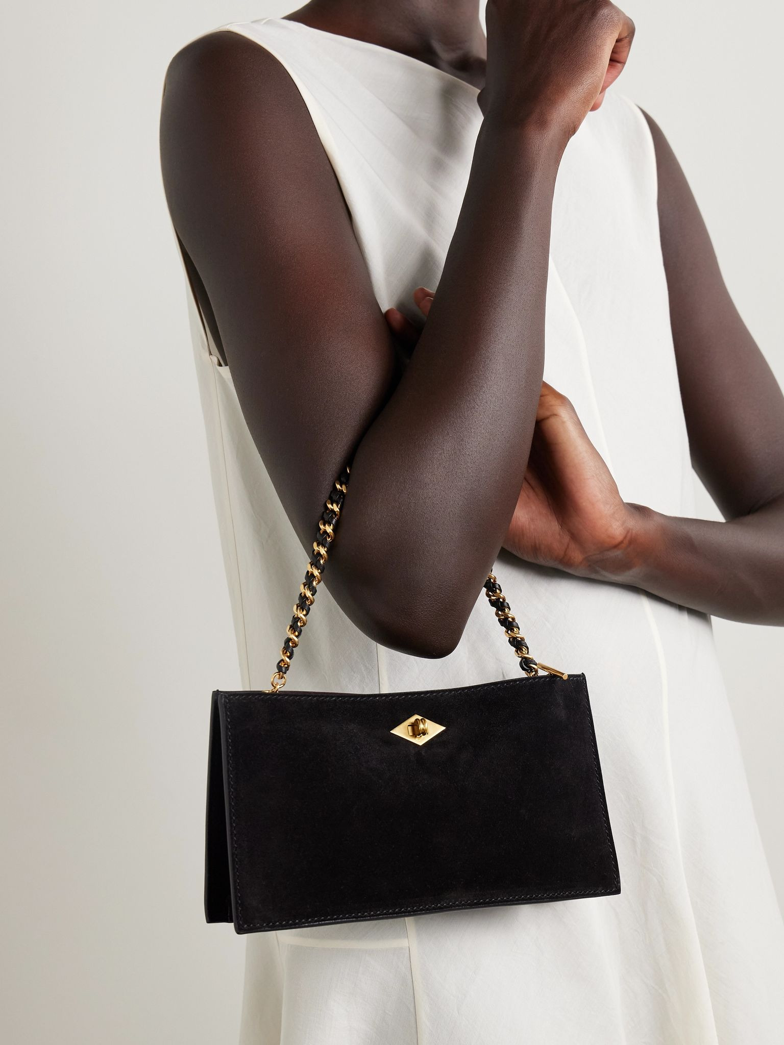 Large gold-tone leather bag chain Gold - 2