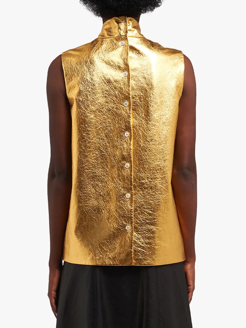 metallic leather blouse - 4