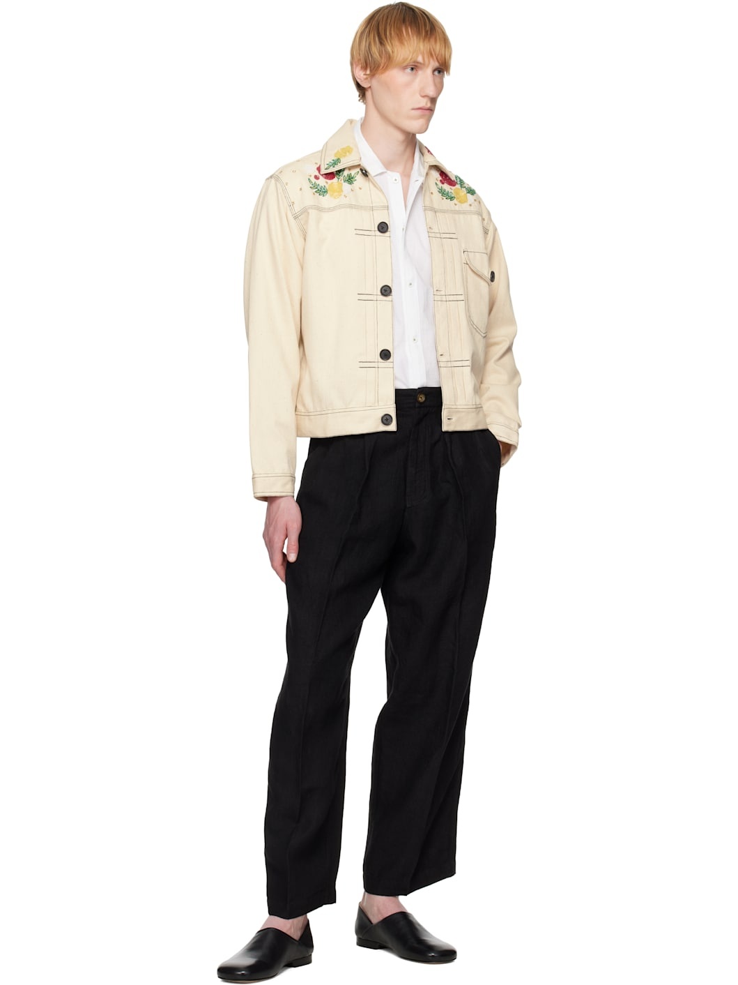 Beige Beadwork Cropped Jacket - 4
