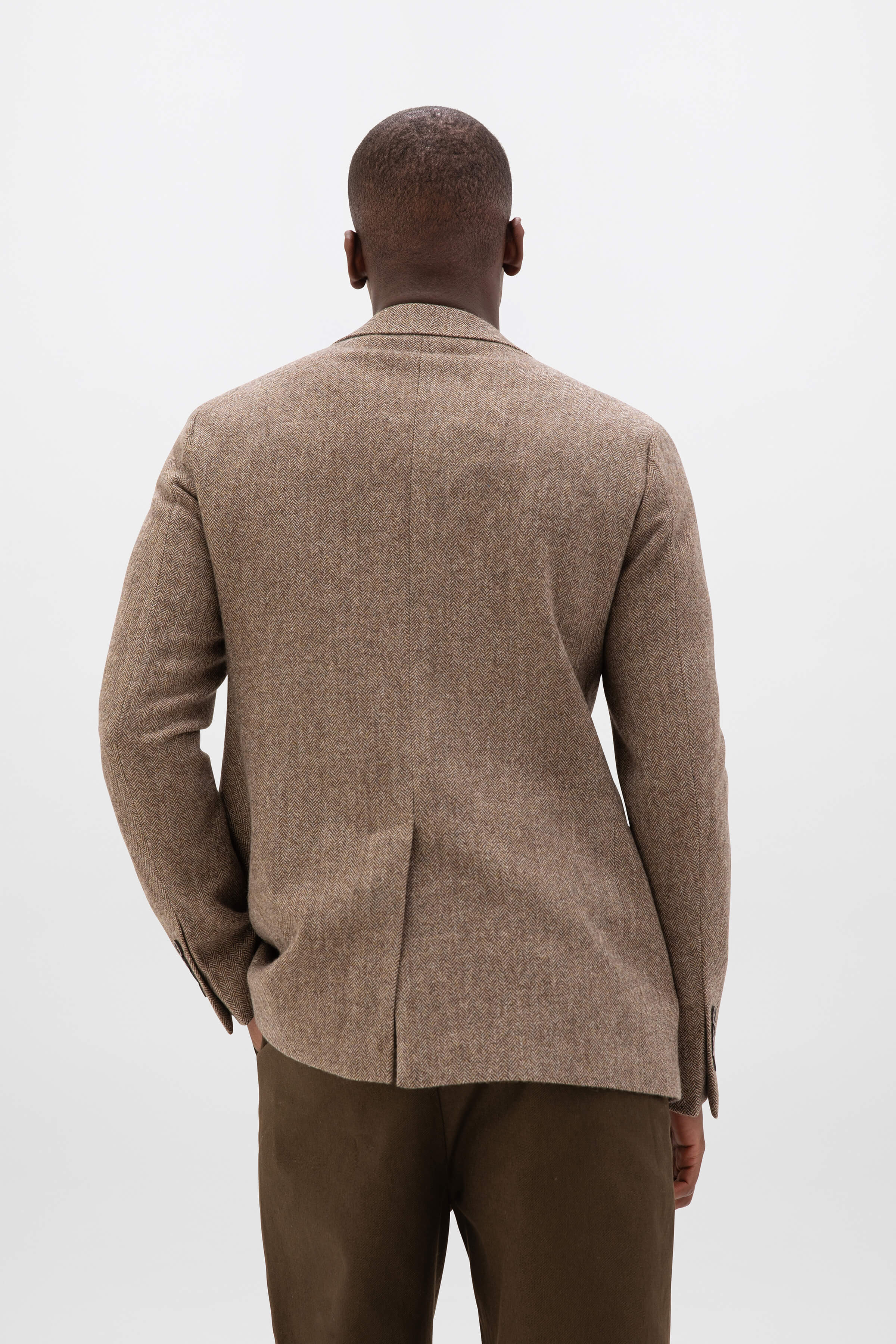 Brown Herringbone Tweed Jacket - 4