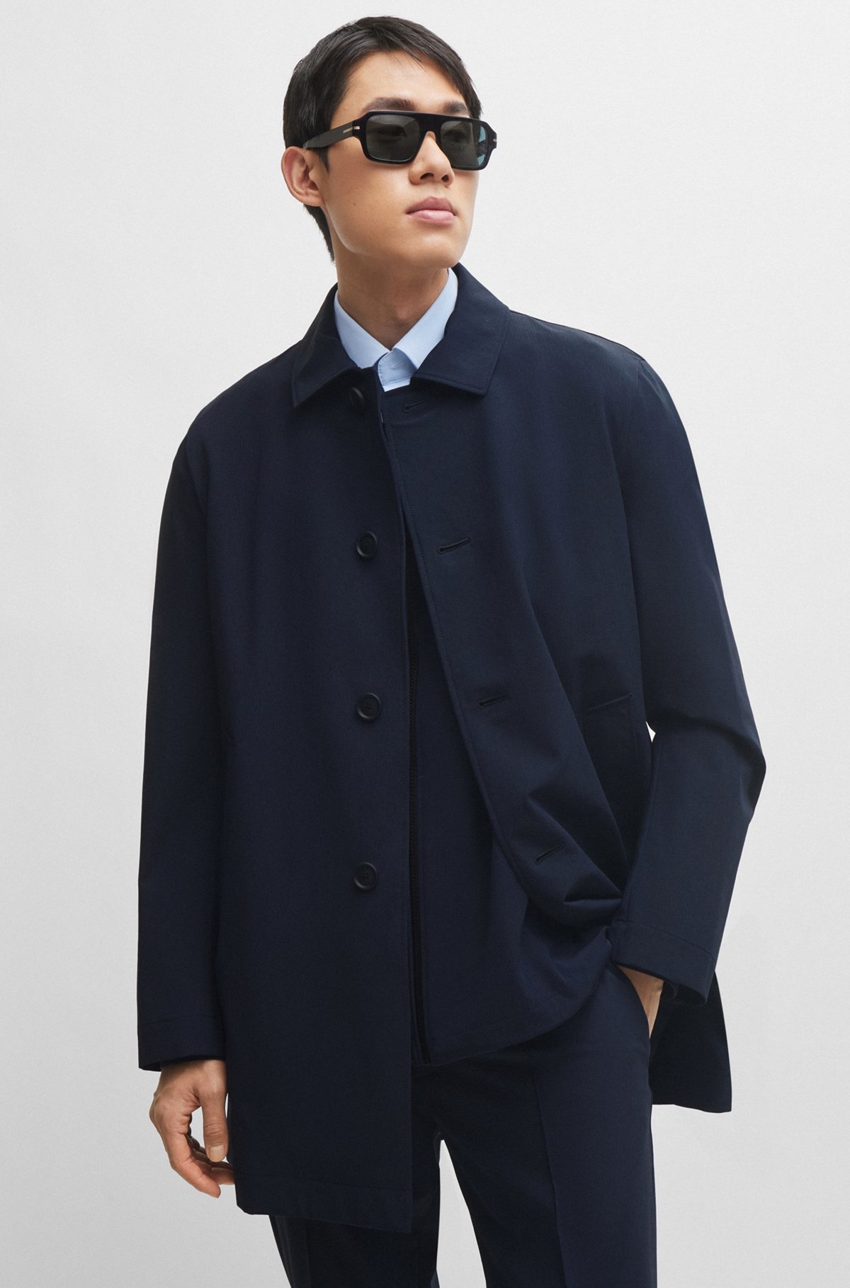 REGULAR-FIT BUTTON-UP COAT IN STRETCH MATERIAL - 7