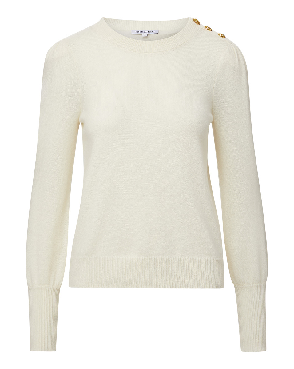 NELIA CASHMERE PULLOVER | BUTTON ACCENT - 1