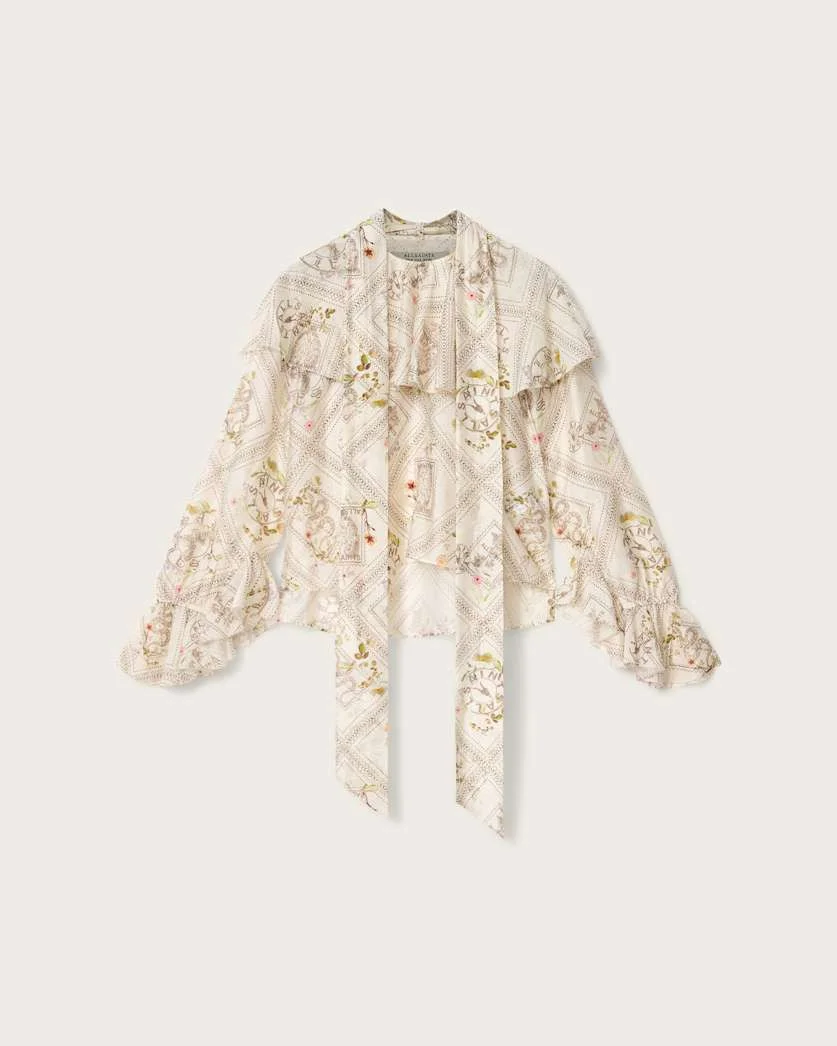HEBA RELAXED FIT FLORAL ORGANZA BLOUSE - 1
