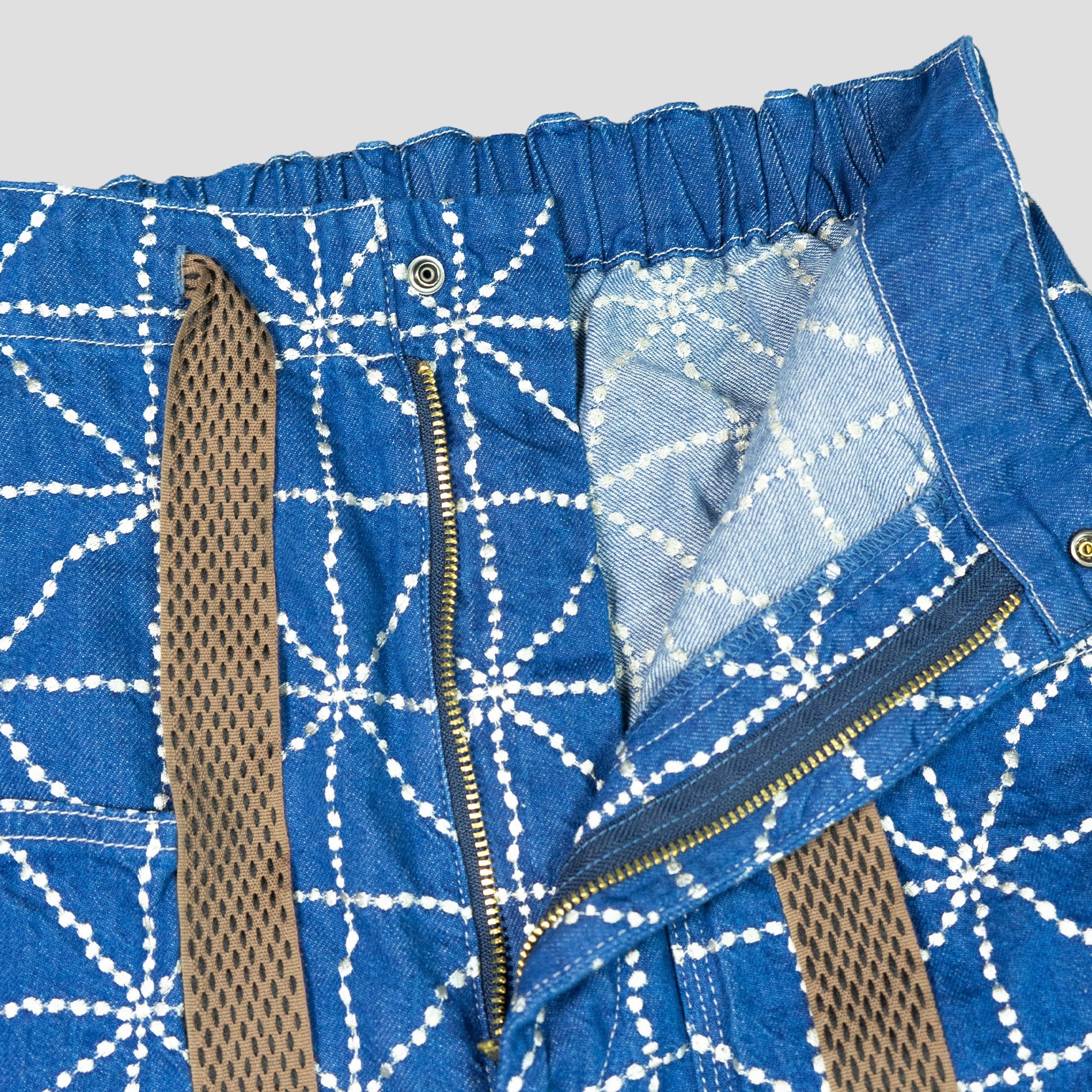 8oz DENIM FOLD DOJO W-KNEE BAGGY PANTS - 4