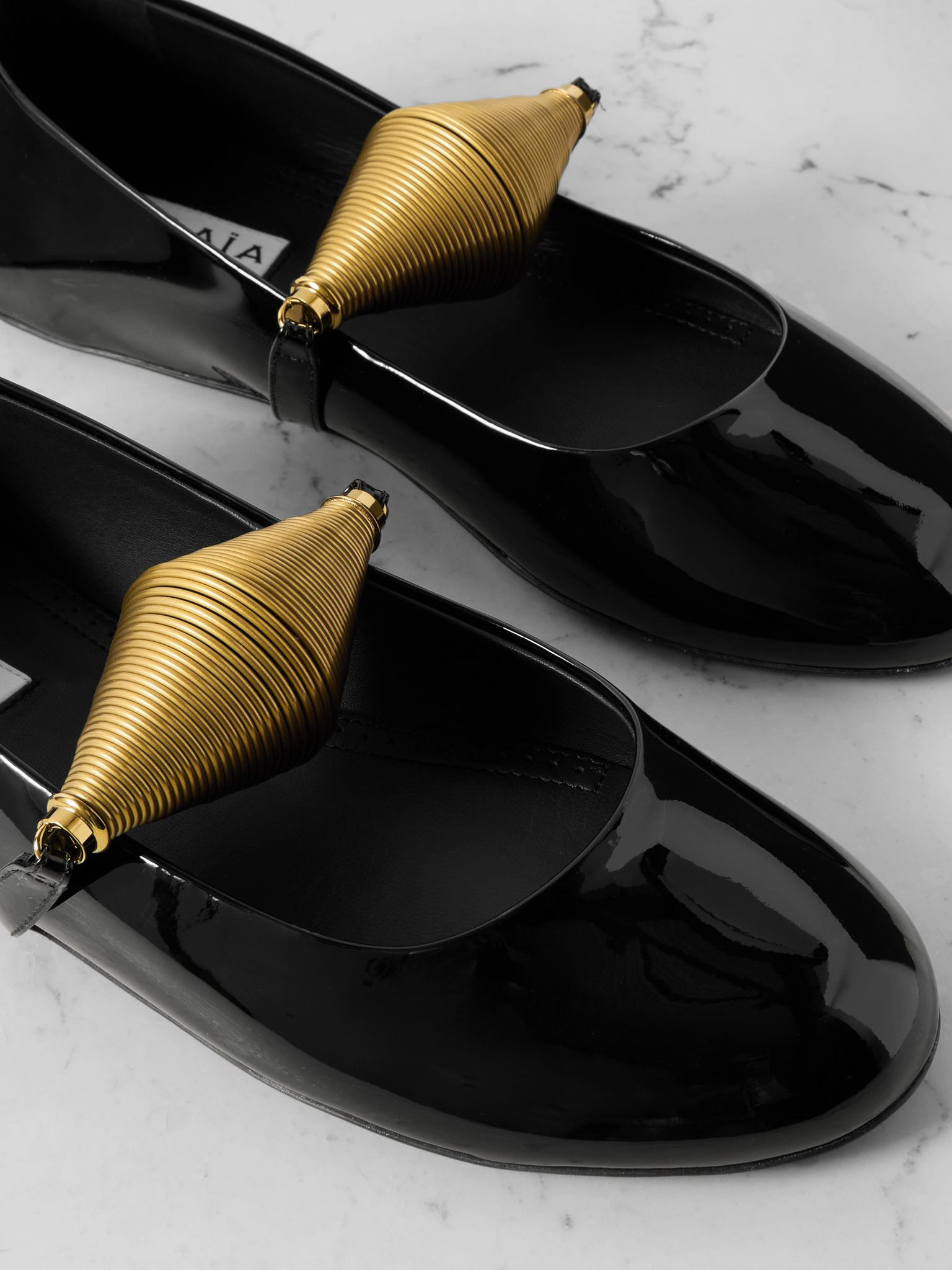 Embellished patent-leather ballet flats Black - 4