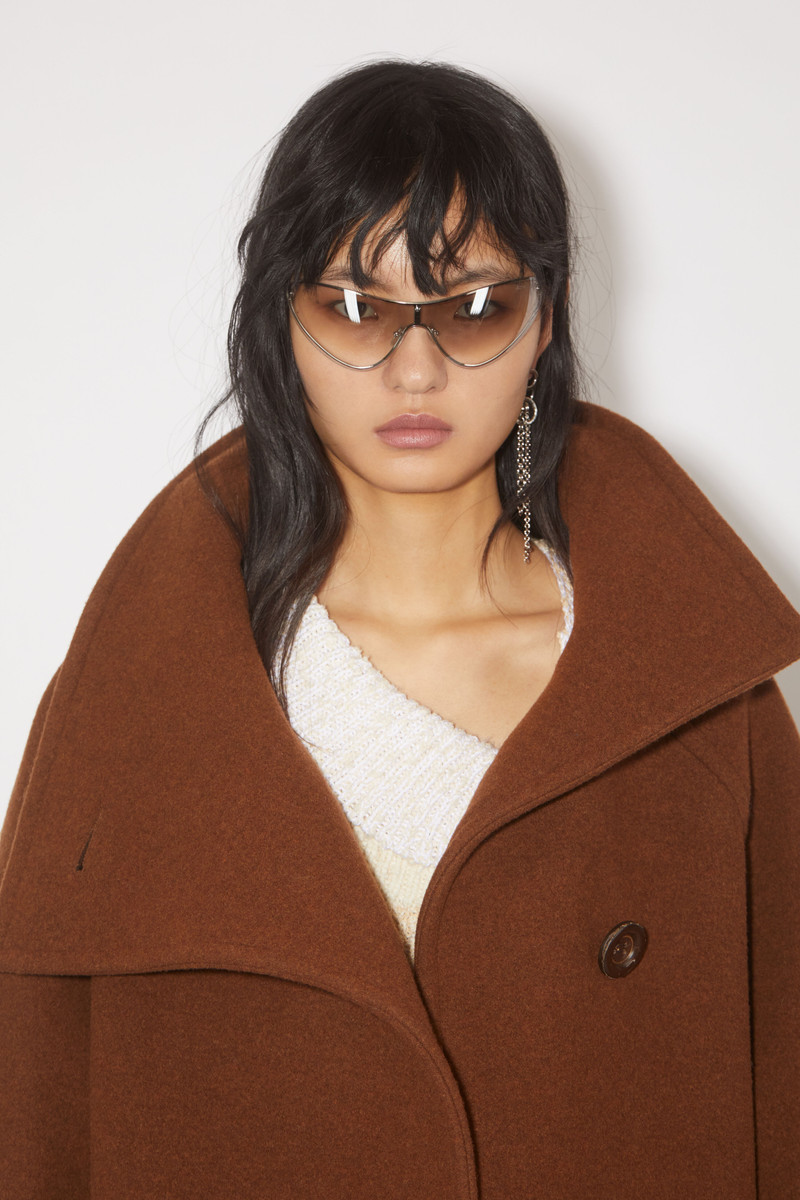 Double-breasted belted wool coat - Camel brown 6