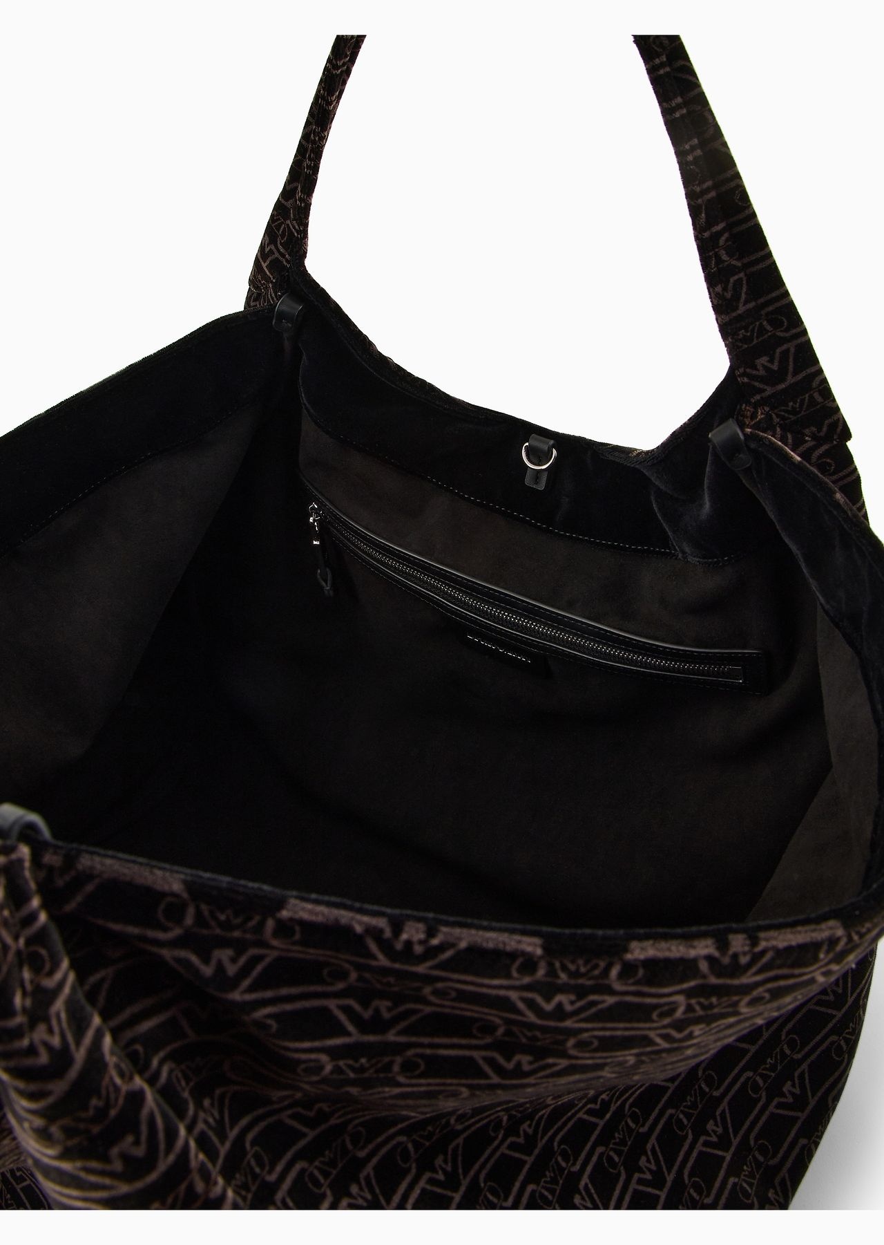Oversized shopper bag in all-over monogram velvet - 4