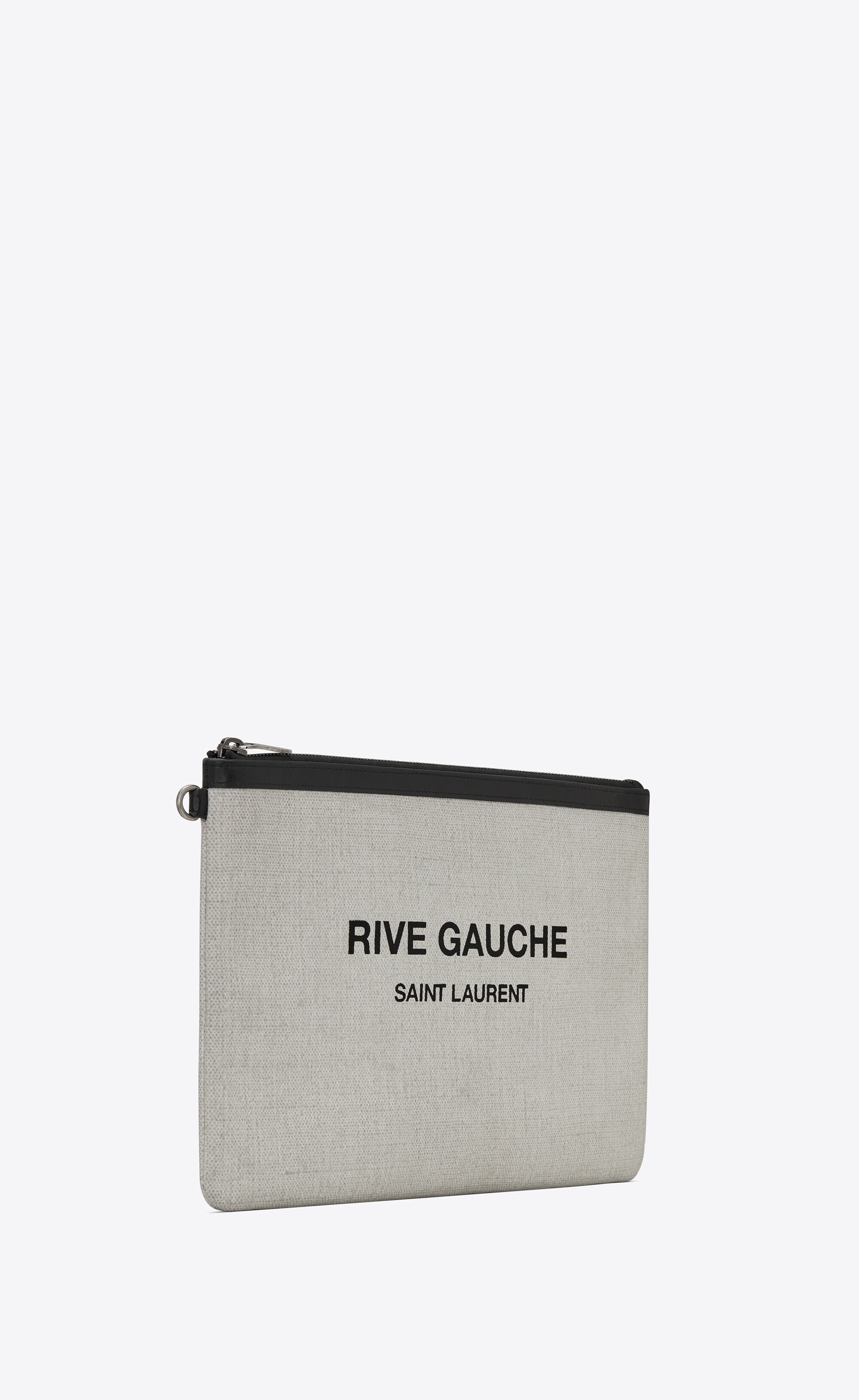 rive gauche zippered pouch in linen canvas - 4