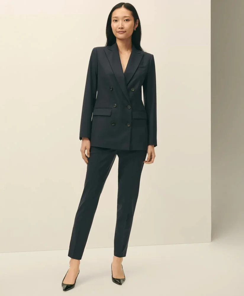 The Essentials Double-Breasted Peak Lapel Jacket in Wool Blend - 1
