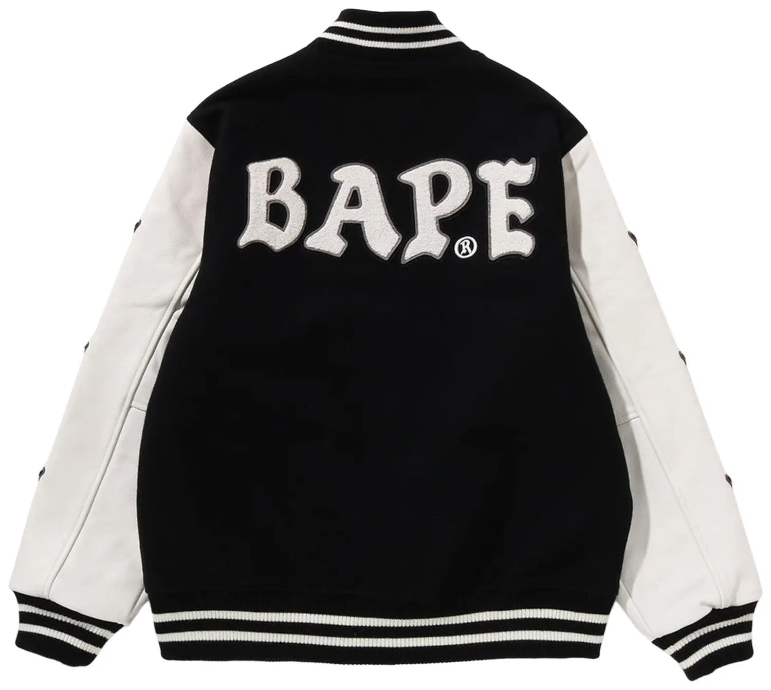 A Bathing Ape Relaxed Fit Varsity Jacket 'Black' 1I80-141-001-BLACK - 2