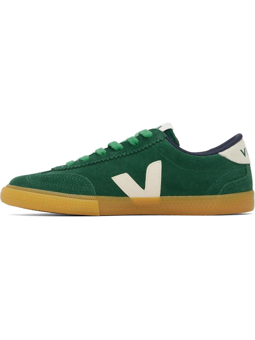 Green & Beige Volley Suede Sneakers - 3