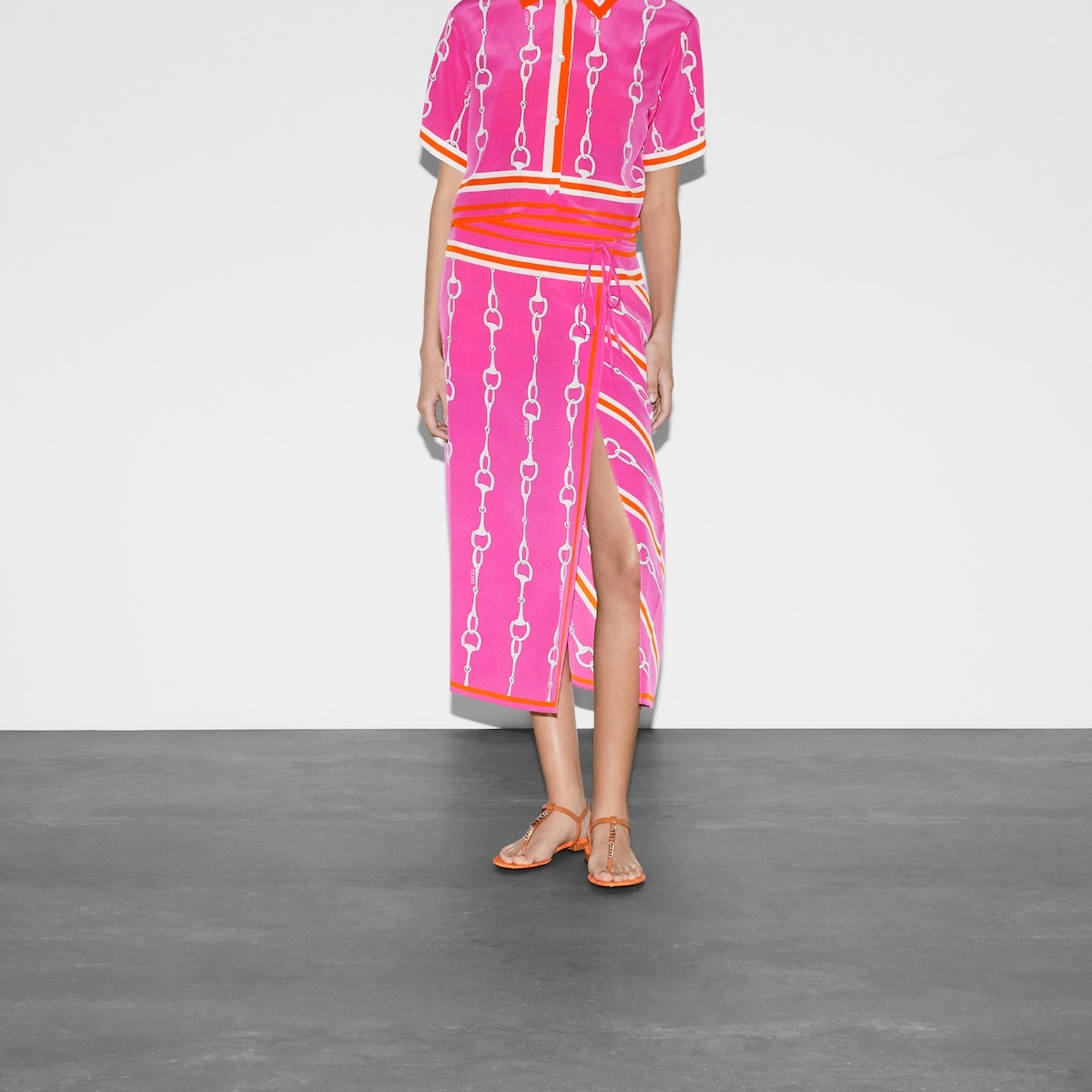Gucci Horsebit stripe print silk skirt - 3