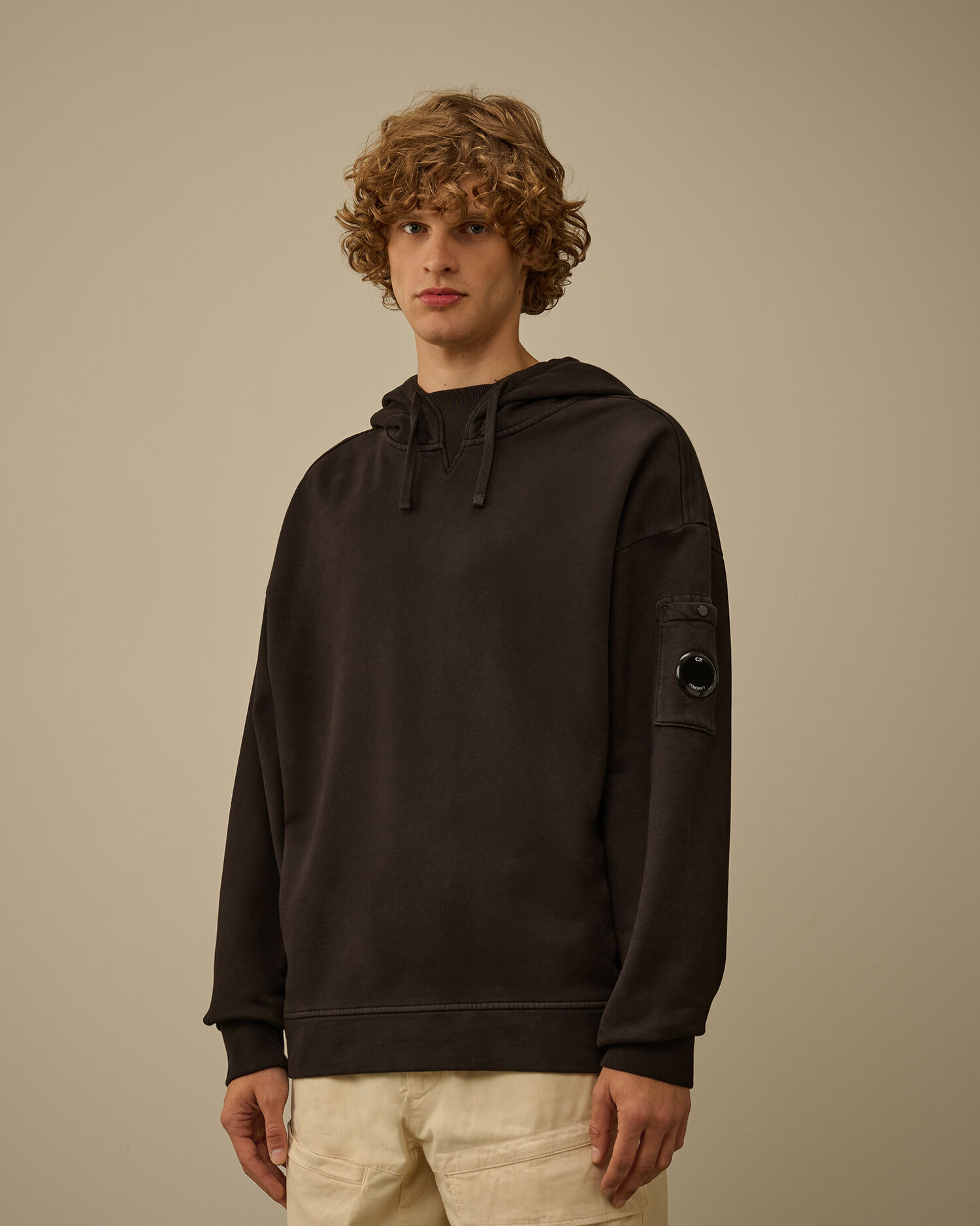 Brushed and Emerized Diagonal Fleece Boxy Hooded Sweatshirt - 3
