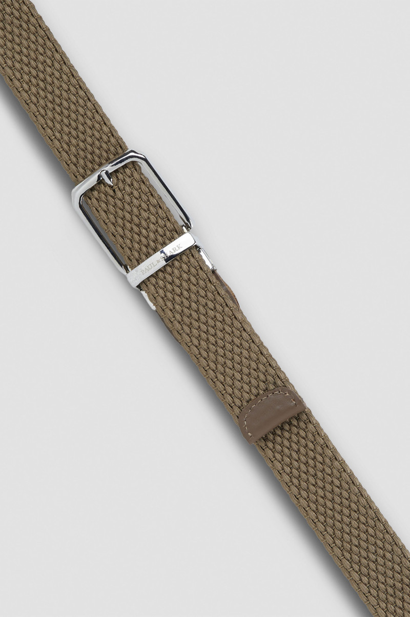 STRIPED ELASTIC BELT WITH LEATHER TRIMS 4