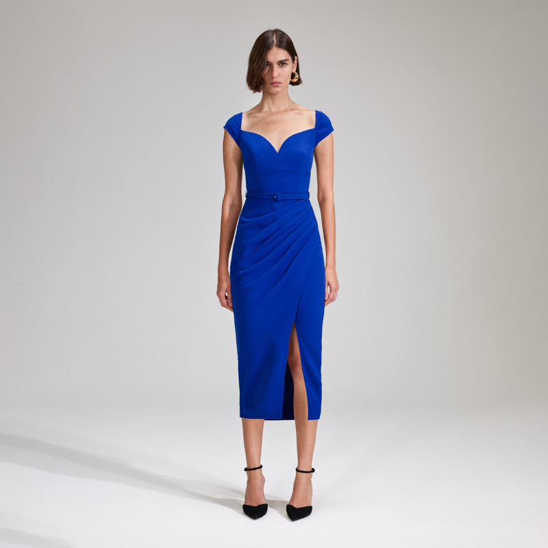 Cobalt Crepe Midi Dress - 1