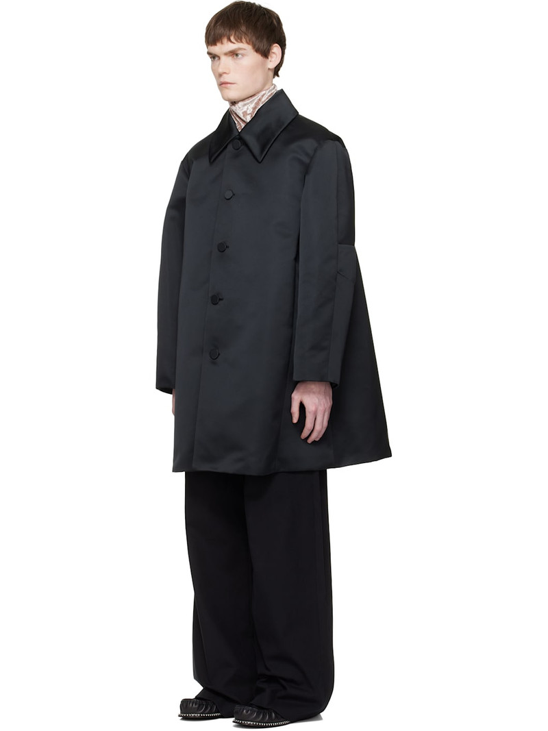 Dries Van Noten Black Satin Coat outlook
