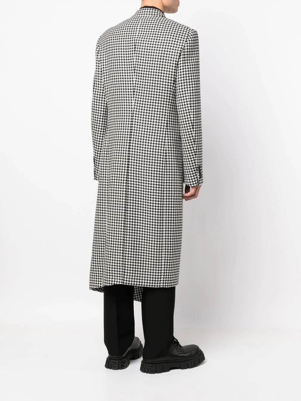 houndstooth-pattern asymmetric wool coat - 4