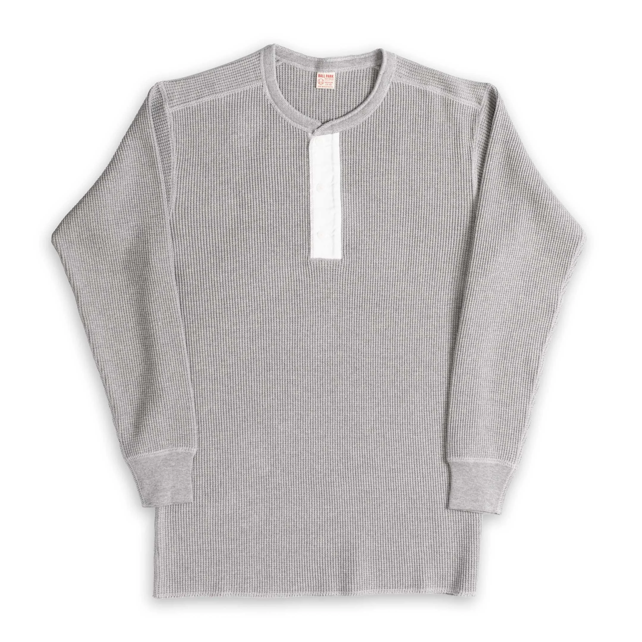 The Real McCoy's Waffle Thermal Henley Undershirt Medium Grey - 1