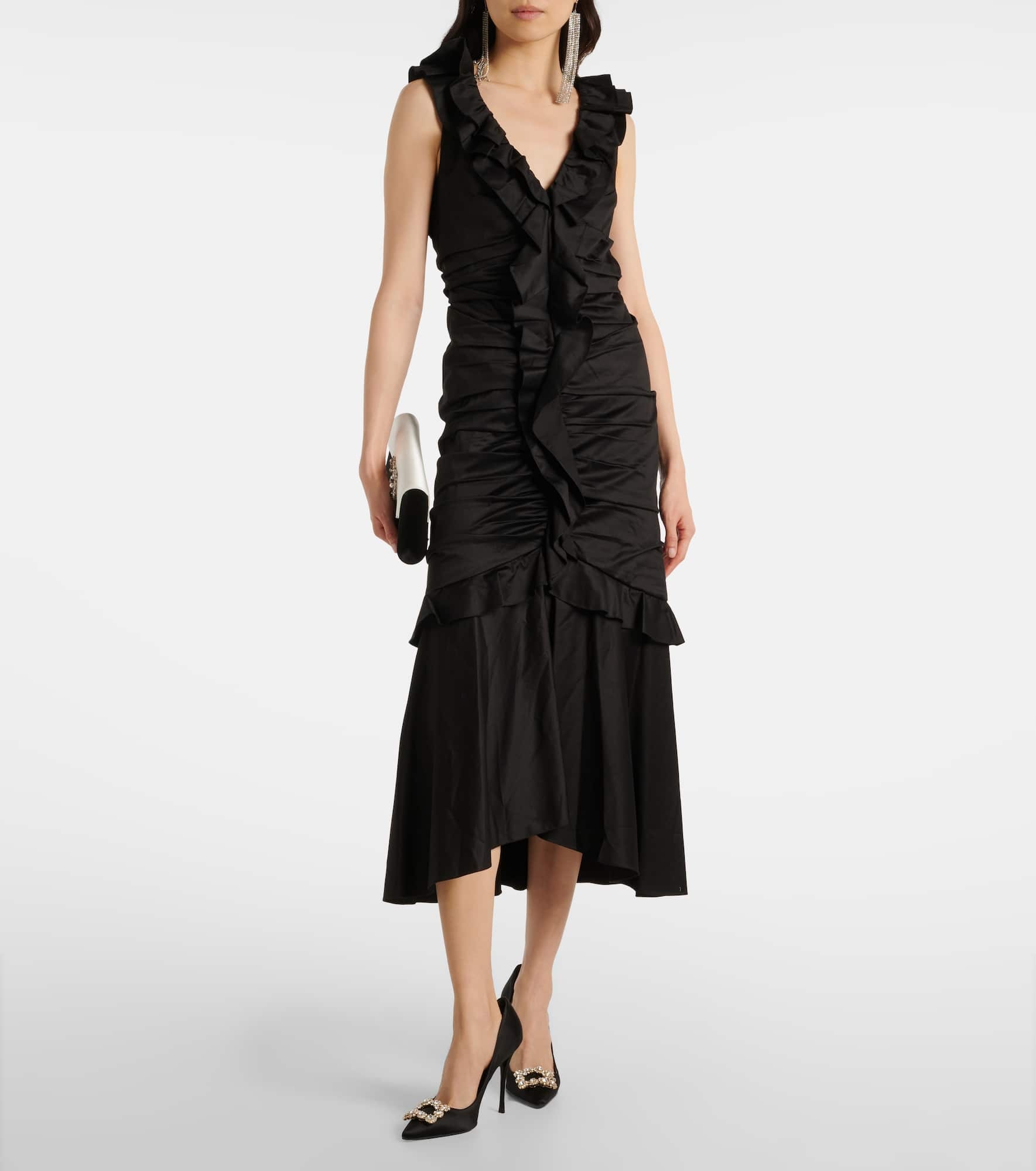 Ruffled cotton-blend midi dress - 2