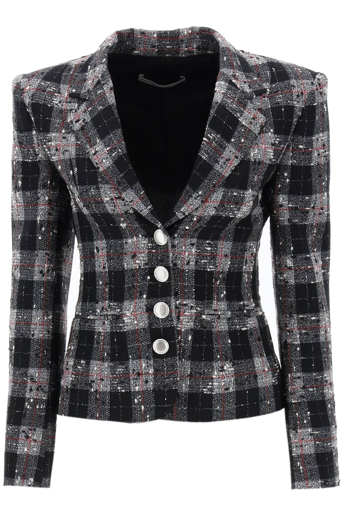 Alessandra Rich Single Breasted Jacket In Boucle' Fabric With Check Motif - 1