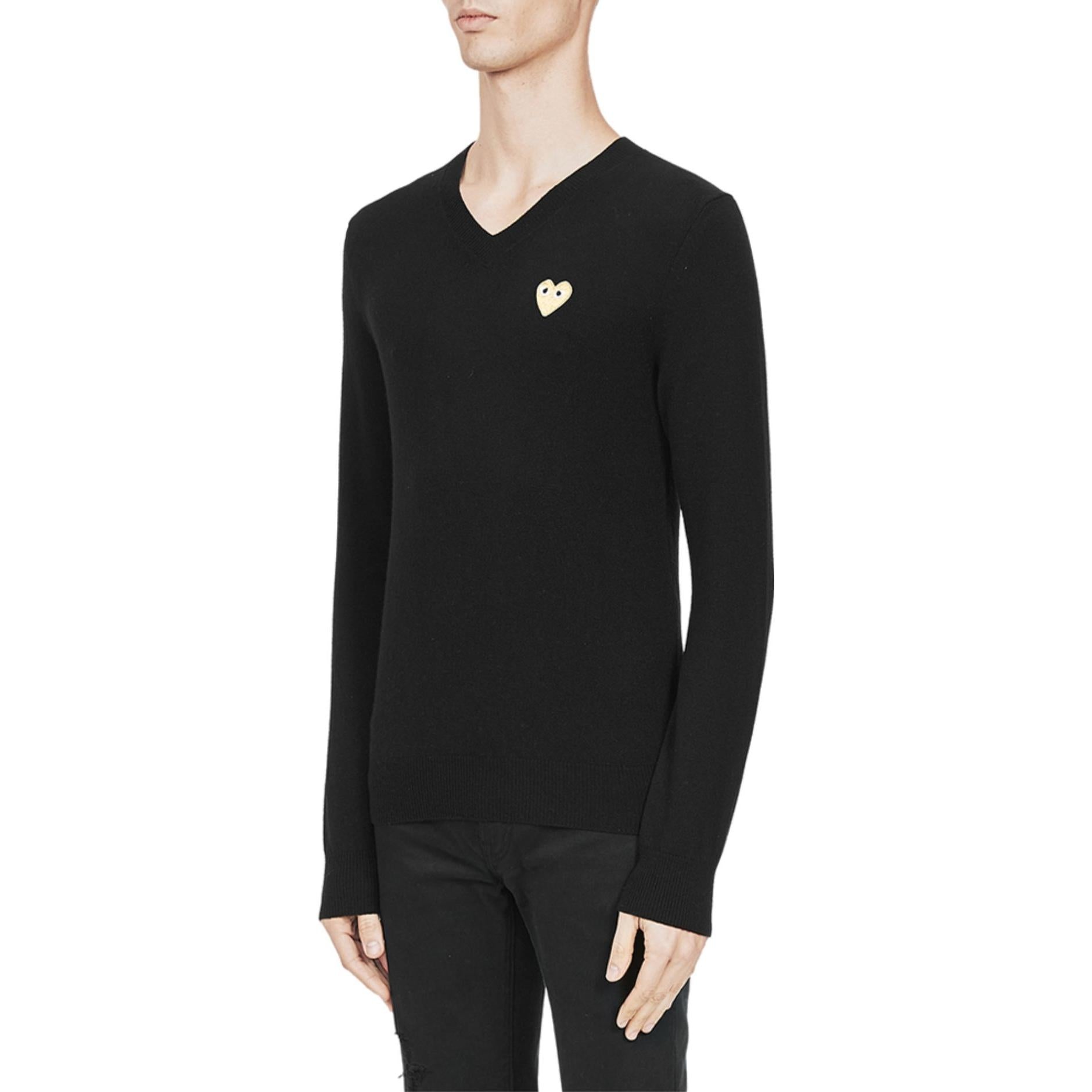 COMME des GARCONS PLAY V-Neck L/S T-shirt Gold Emblem 'Black' AZN048-051-1 - 3
