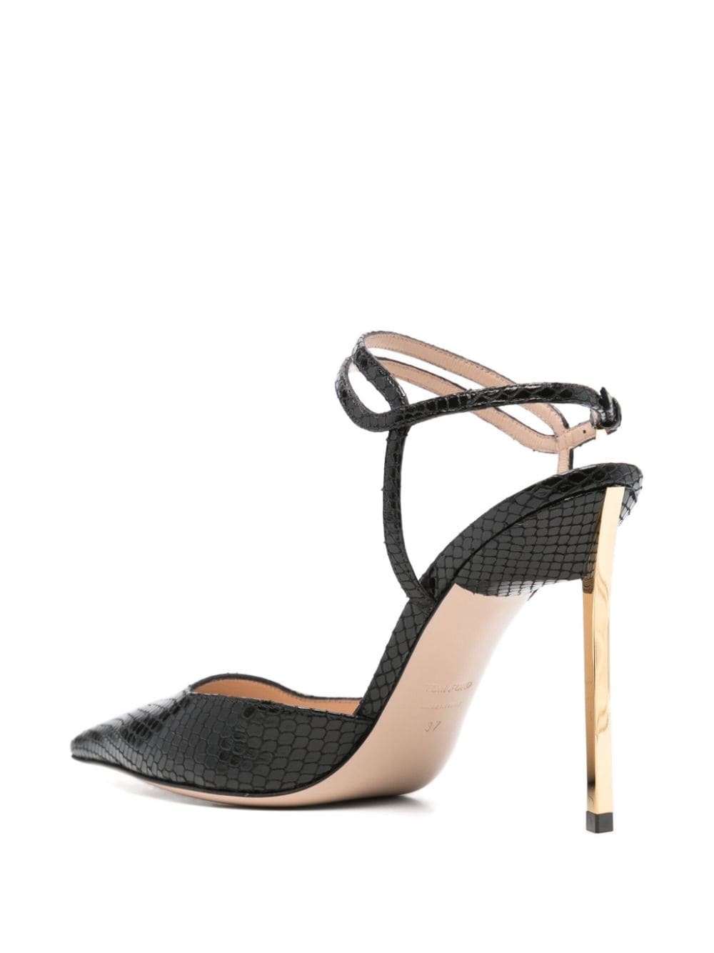 95mm snakeskin glossy slingback pumps - 3