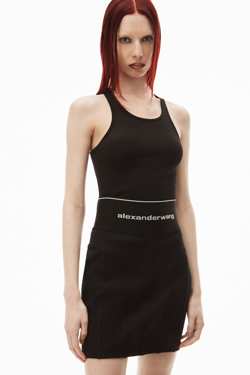 Alexander Wang LOGO ELASTIC MINI SKIRT IN RIBBED JERSEY outlook