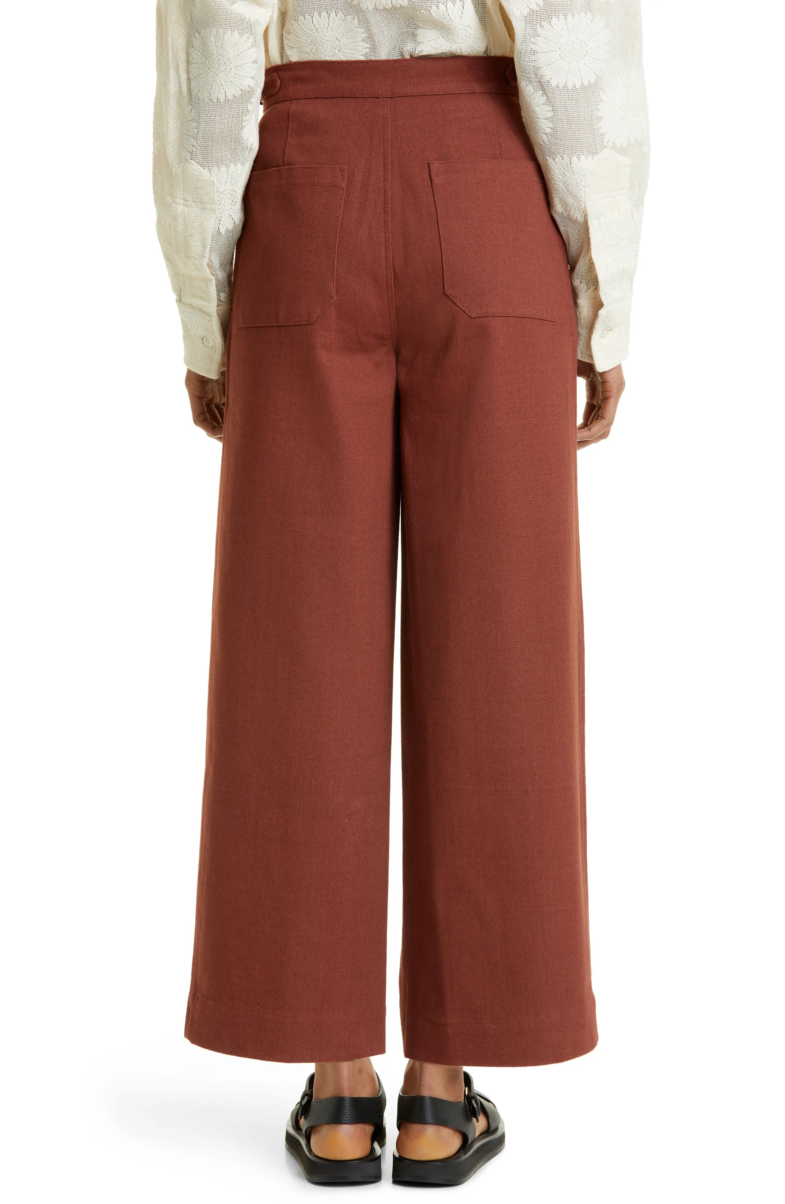 Wide Leg Cotton Twill Pants - 2