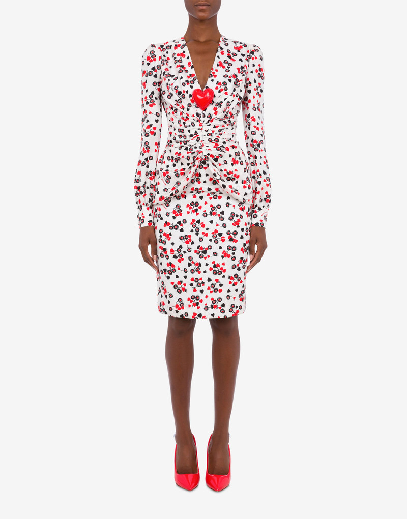 Moschino ALL-OVER HEARTS SILK TWILL DRESS outlook