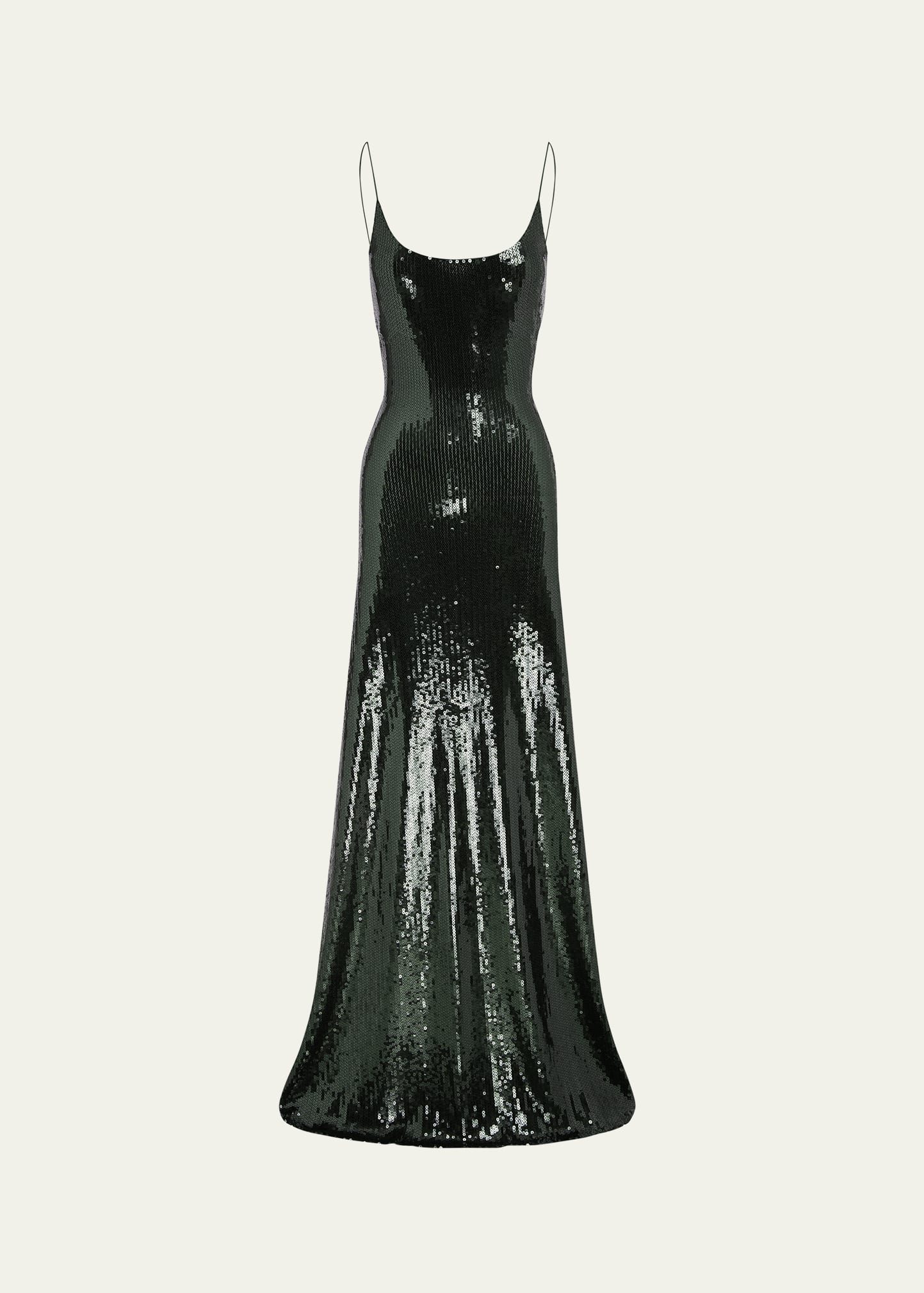 Singlet Backless Mesh Sequined Gown - 1