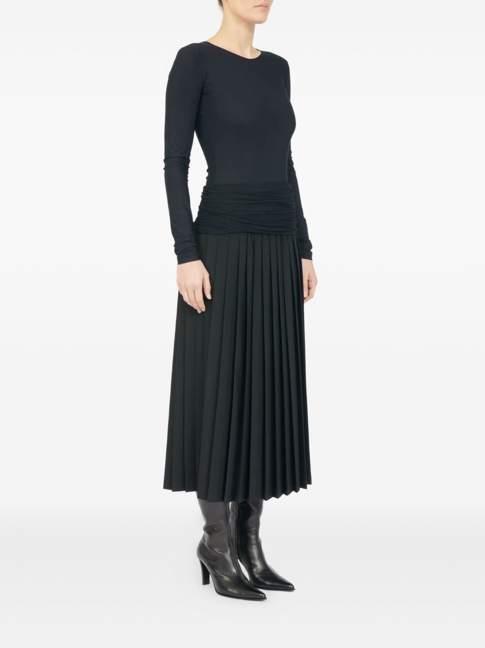 pleated draped midi skirt - 3