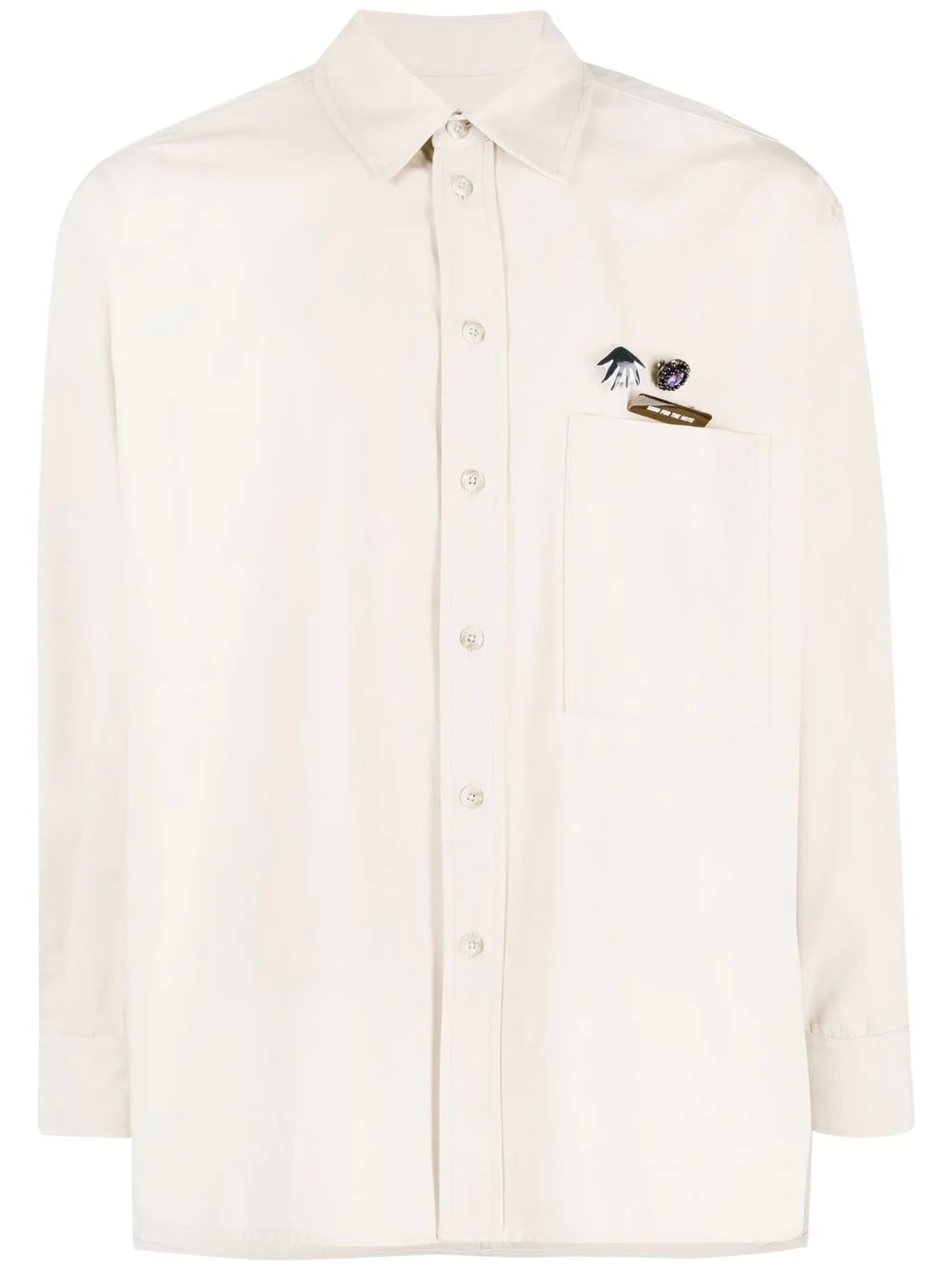 badge-detail button-up shirt - 1