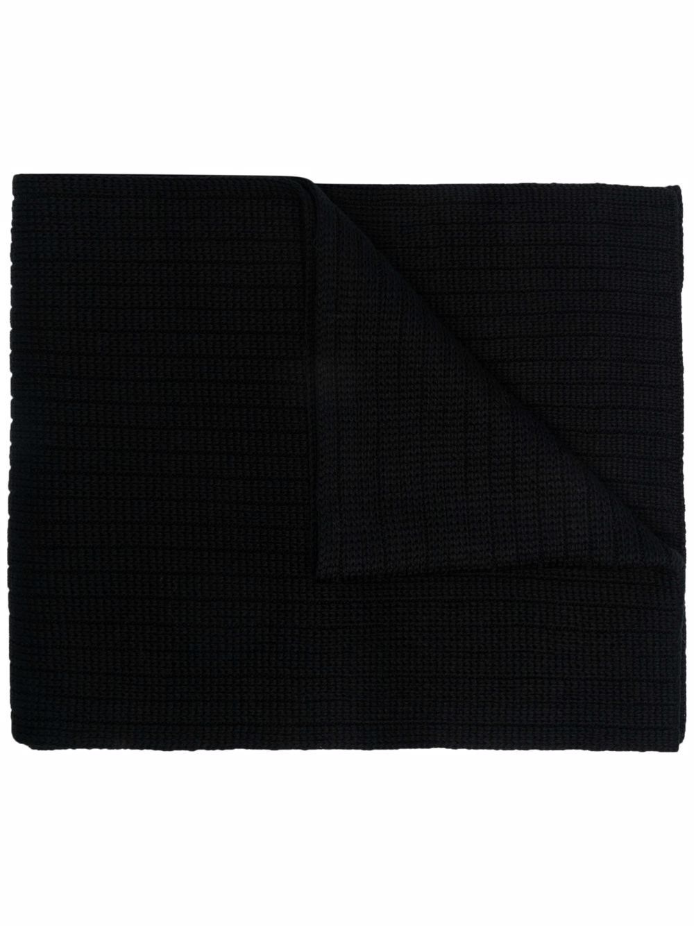 logo patch ribbed scarf - 1