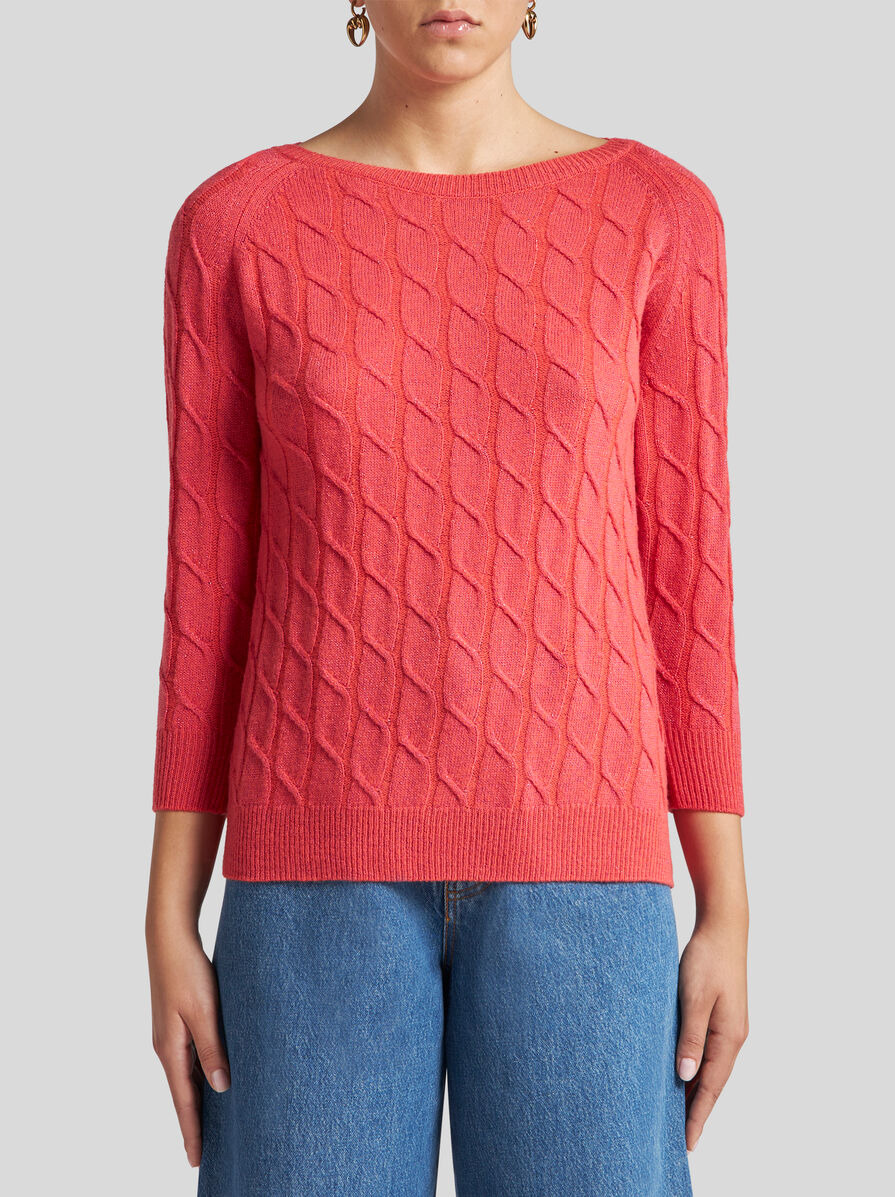 METALLIC CABLE-KNIT SWEATER - 2