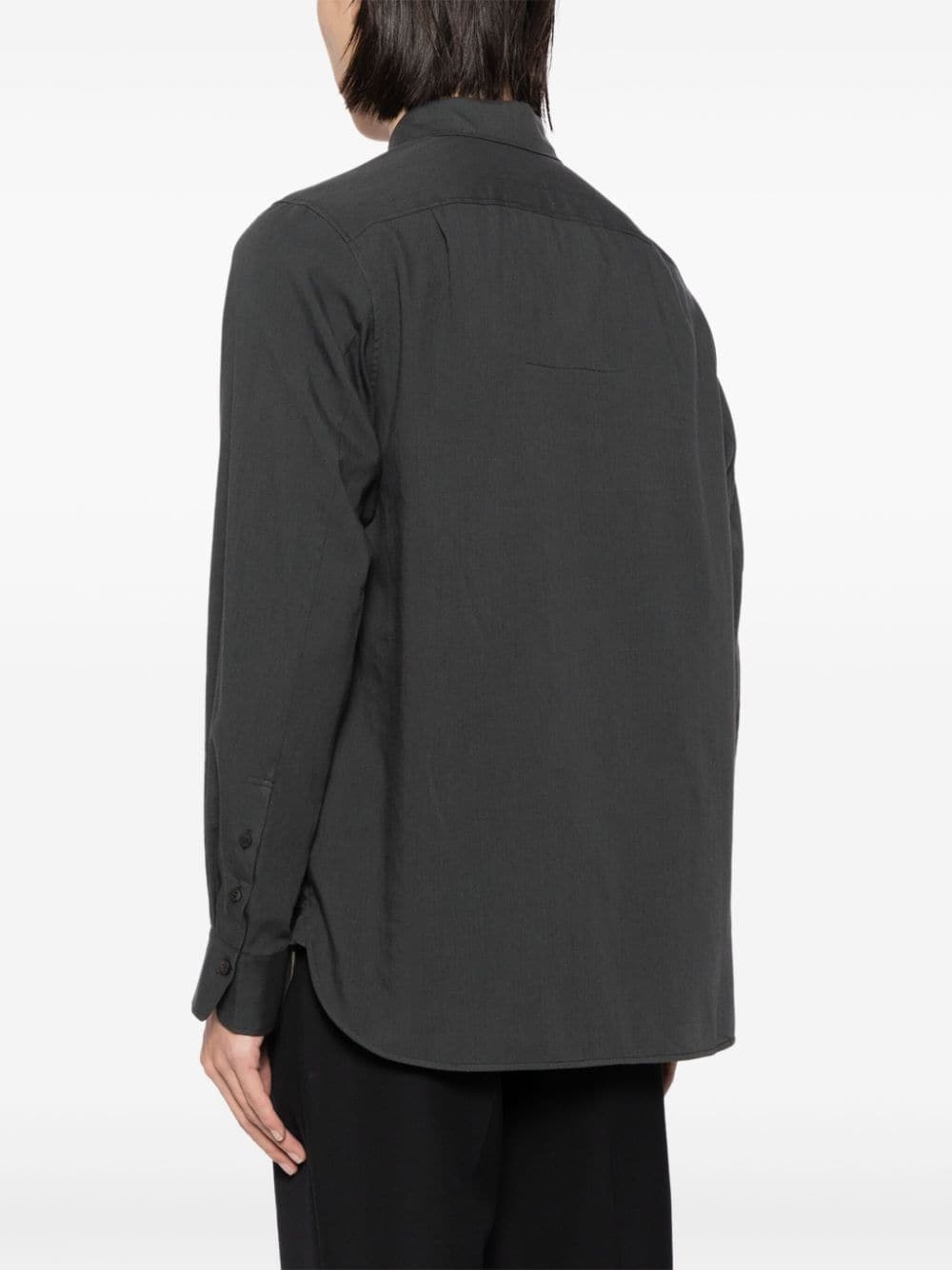 long-sleeve jetted-pocket shirt - 4