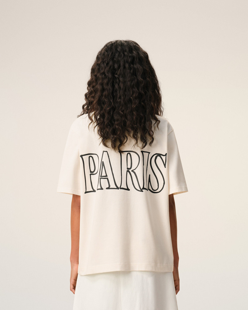 WHITE COTTON AMI PARIS PRINT T-SHIRT 5