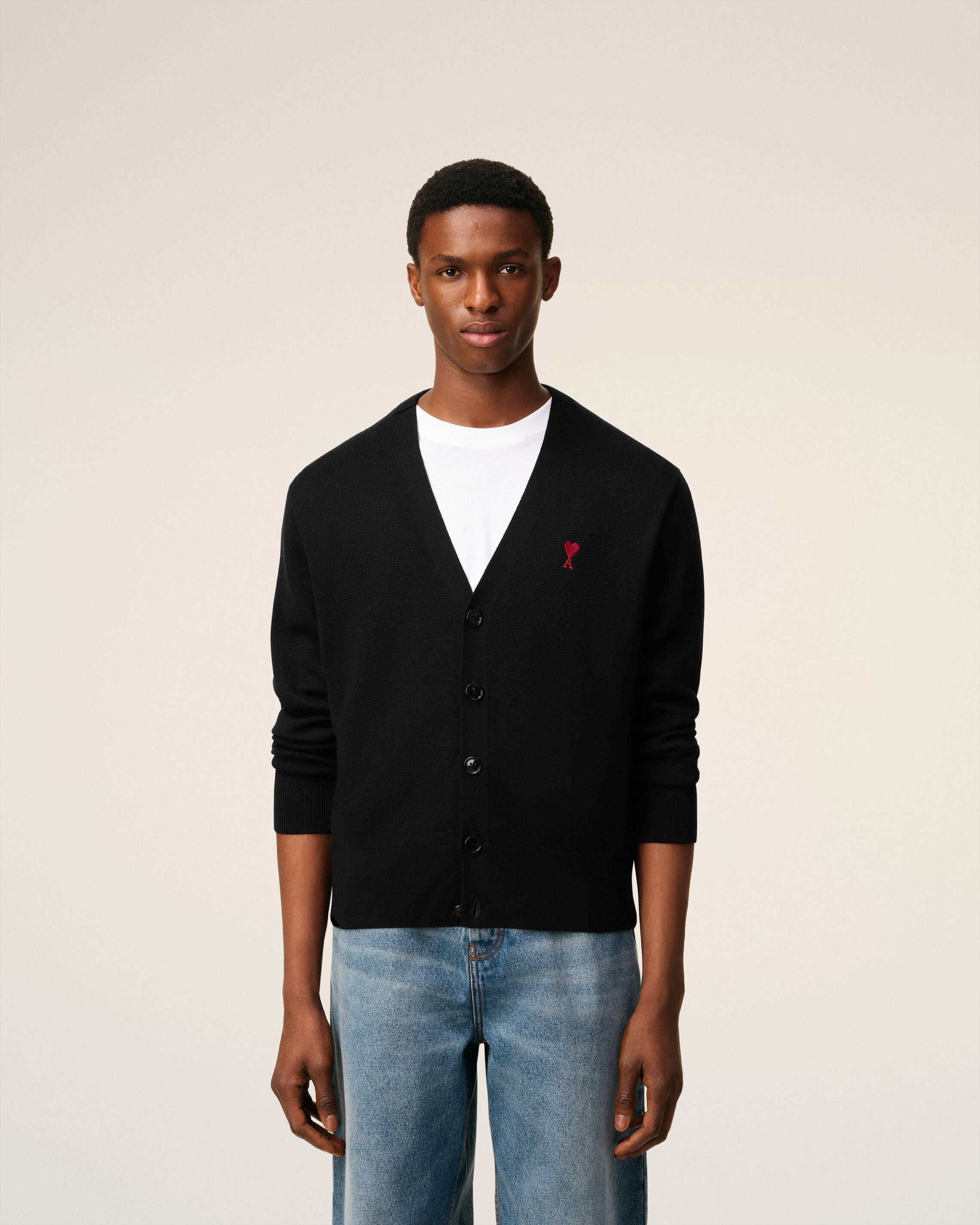 BLACK WOOL AMI DE COEUR CARDIGAN - 3