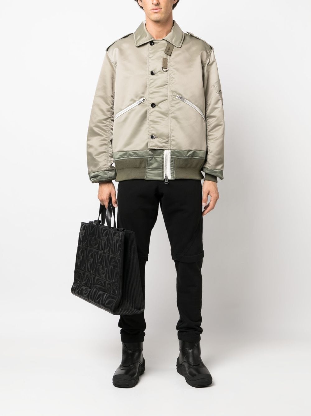 off-centre button-fastening bomber jacket - 2