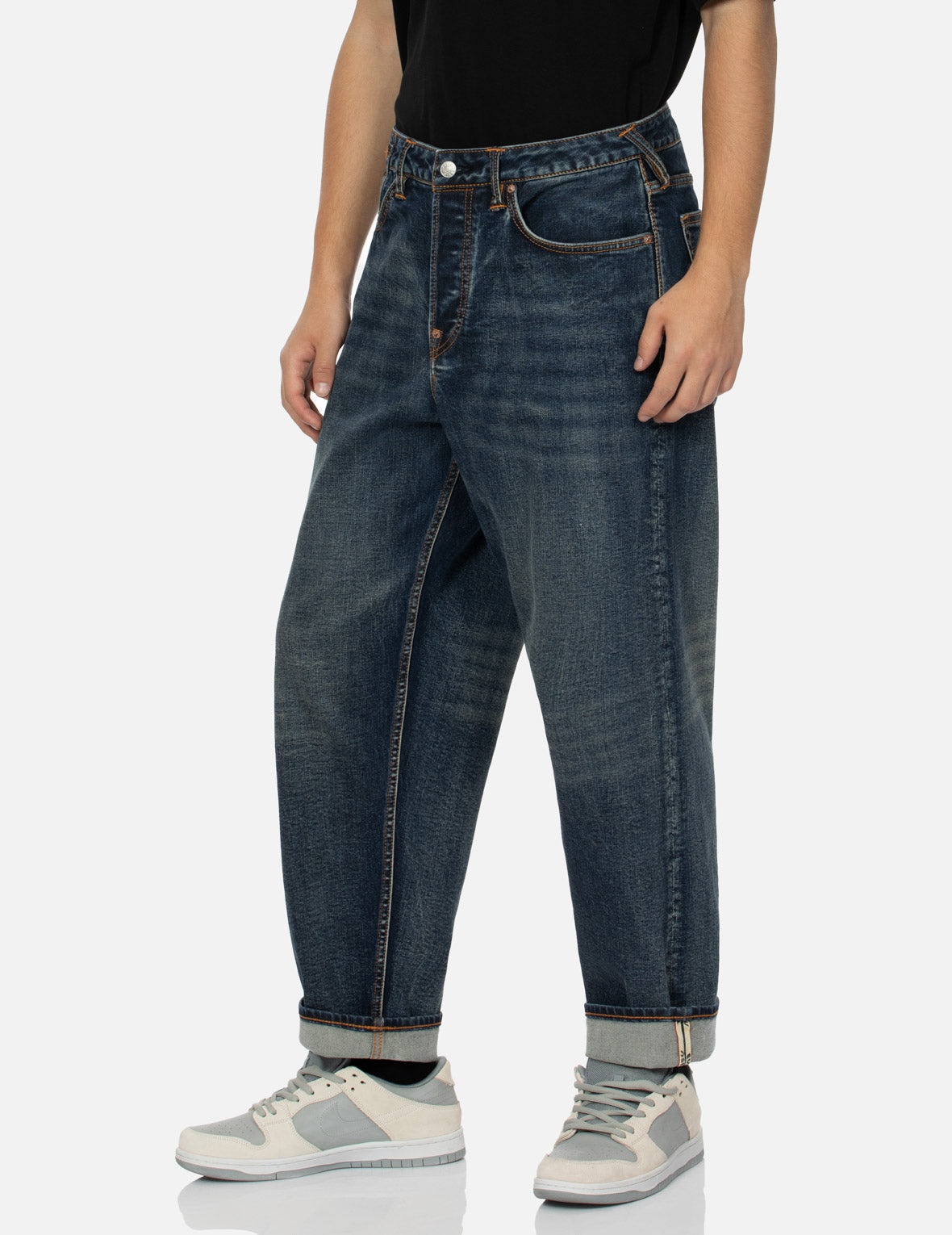 WASHED LOGO AND GODHEAD SLOT COATED RELAX FIT JEANS - 8