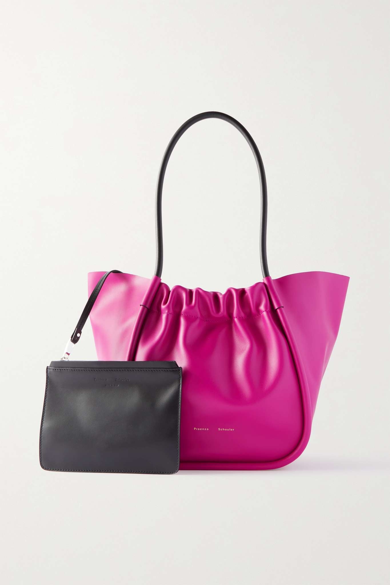 Ruched L two-tone leather tote - 6