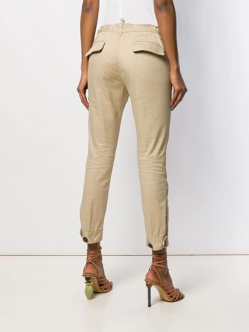 buttoned waist cropped trousers - 4