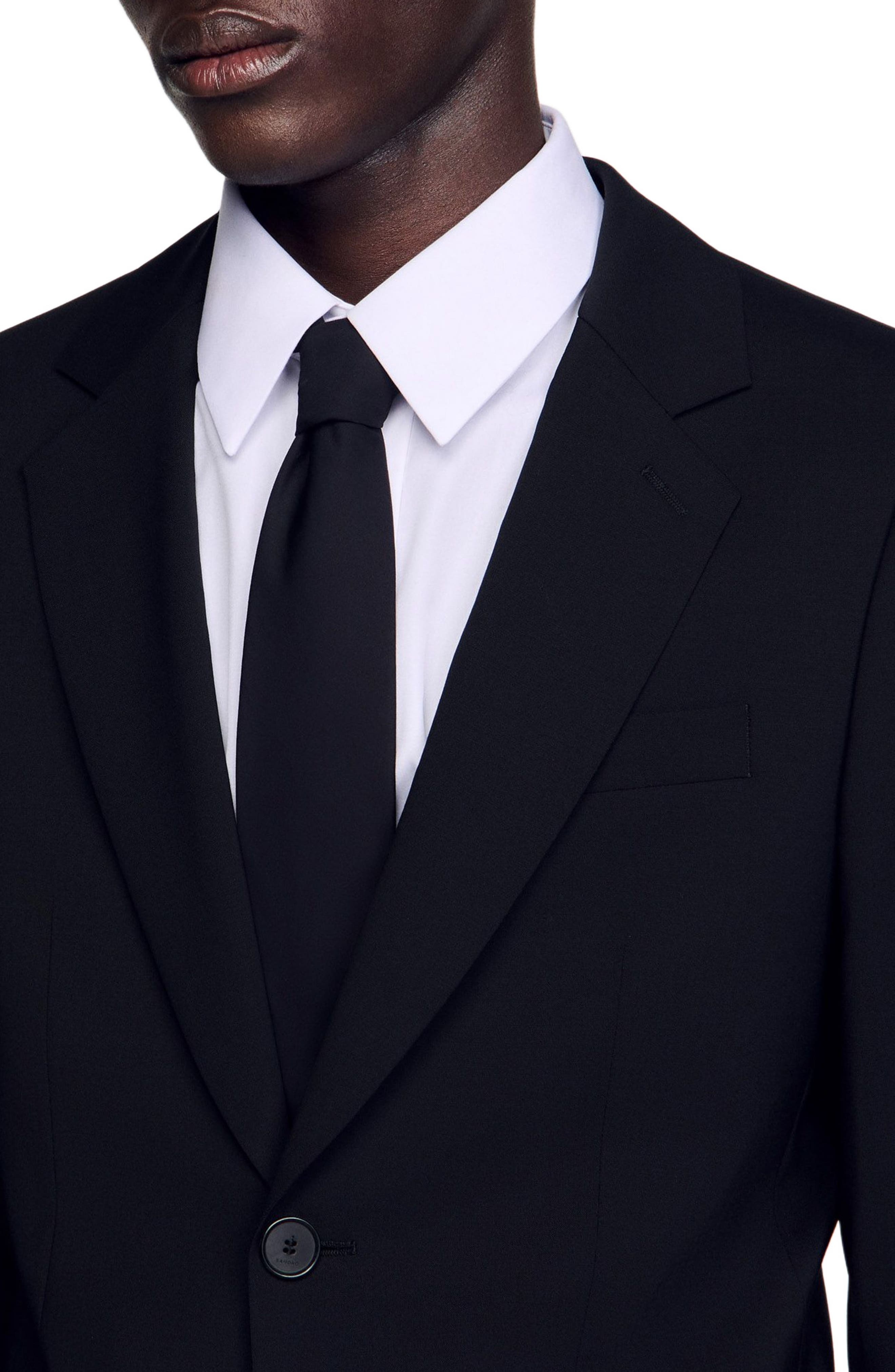 SANDRO Virgin wool suit jacket in Black at Nordstrom - 4