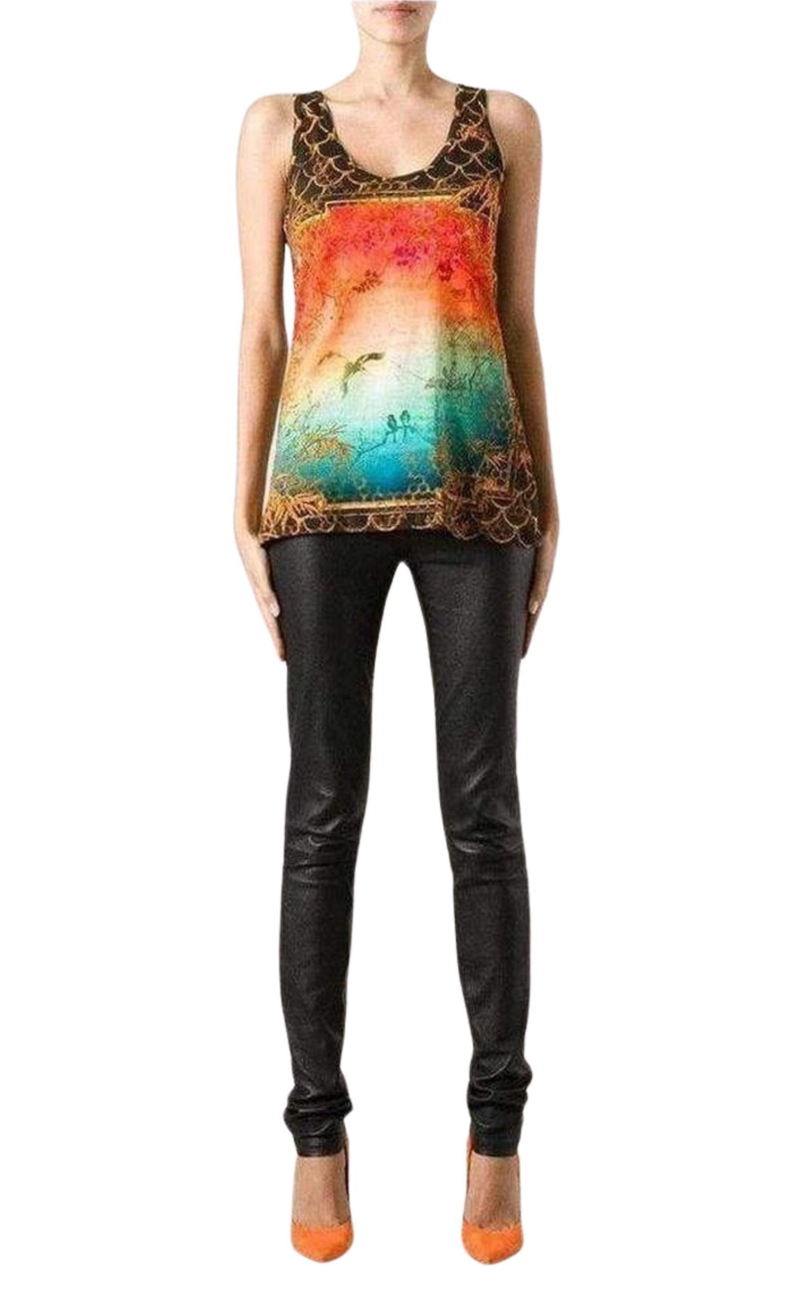 Cotton Oriental Print Tank Top - 2