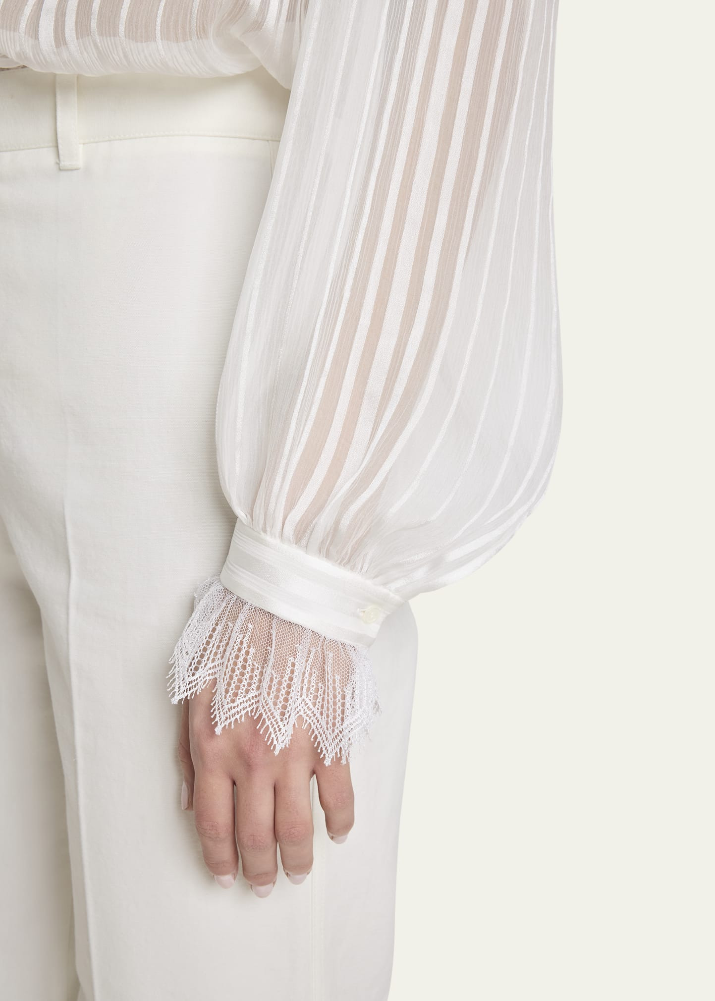 Tonal Striped Silk Blouse - 5