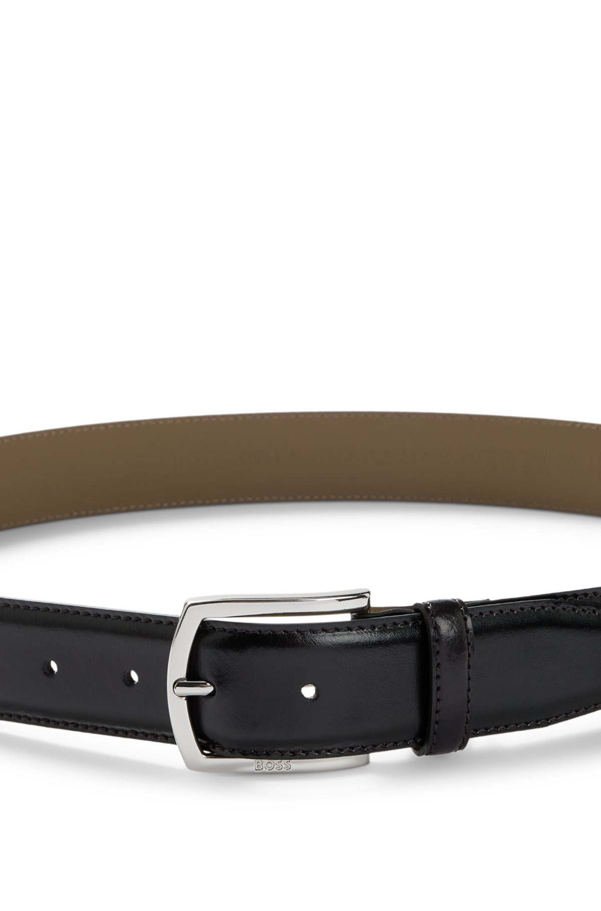 ITALIAN-LEATHER BELT WITH BRANDED BUCKLE AND FULL LINING - 4