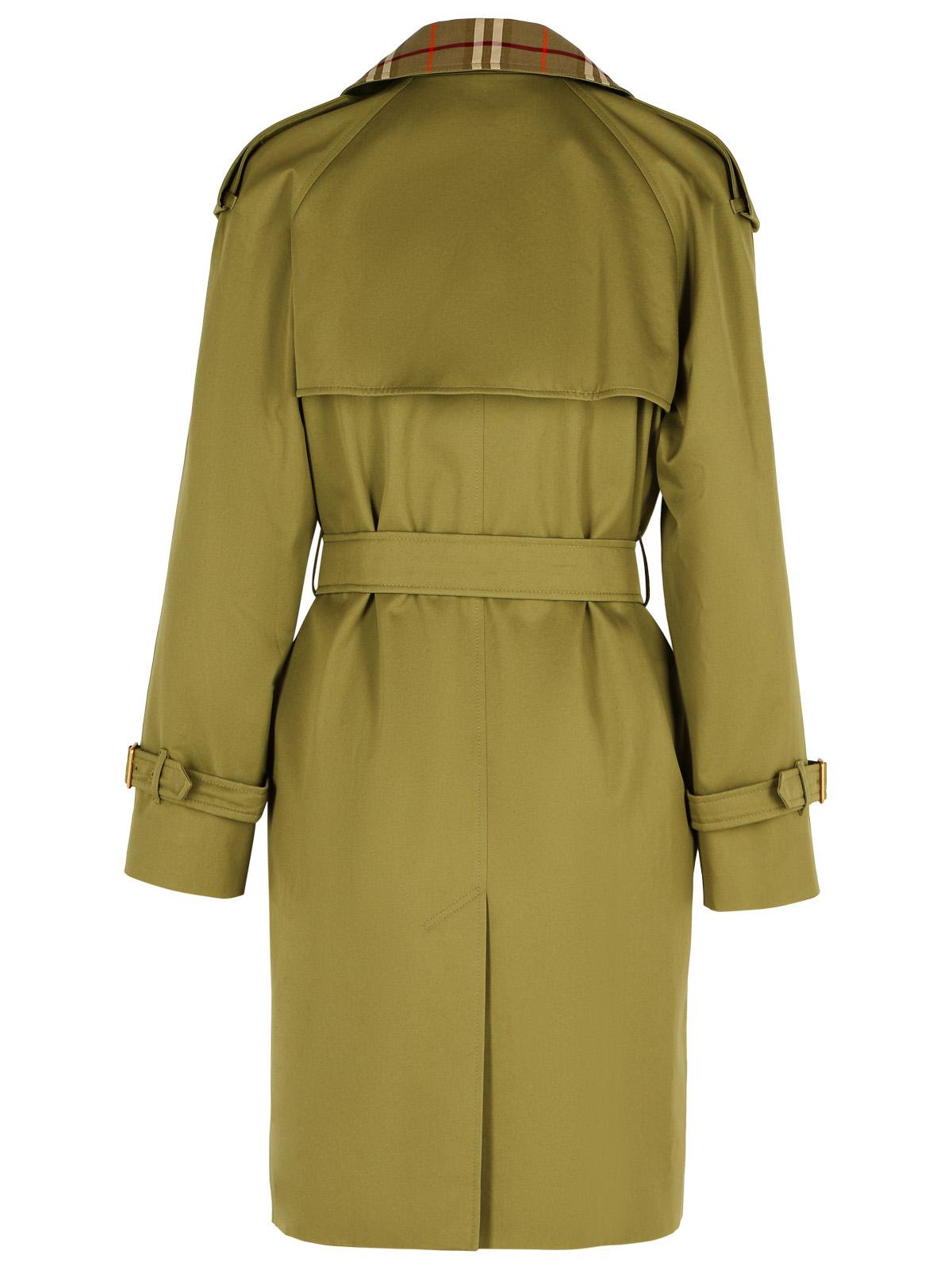 Burberry Short Green Cotton 'Castleford' Trench Coat Women - 3