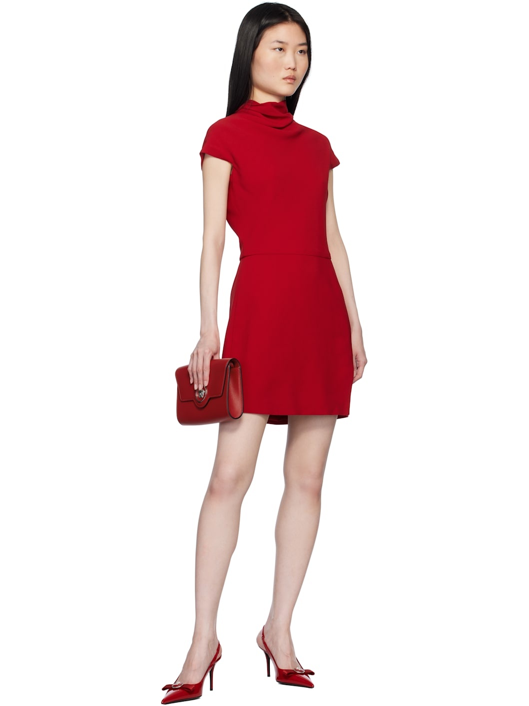 Red Viscose Mix Cady Minidress - 4